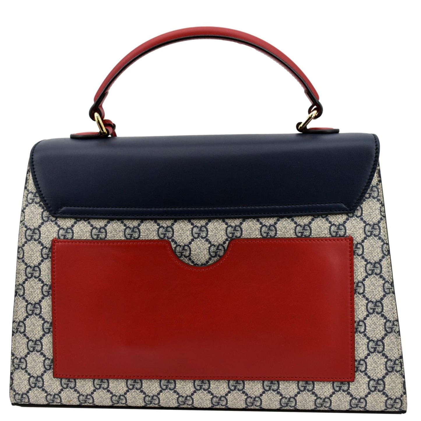 GUCCI Medium Padlock GG Supreme Monogram Top Handle Bag Blue 432674