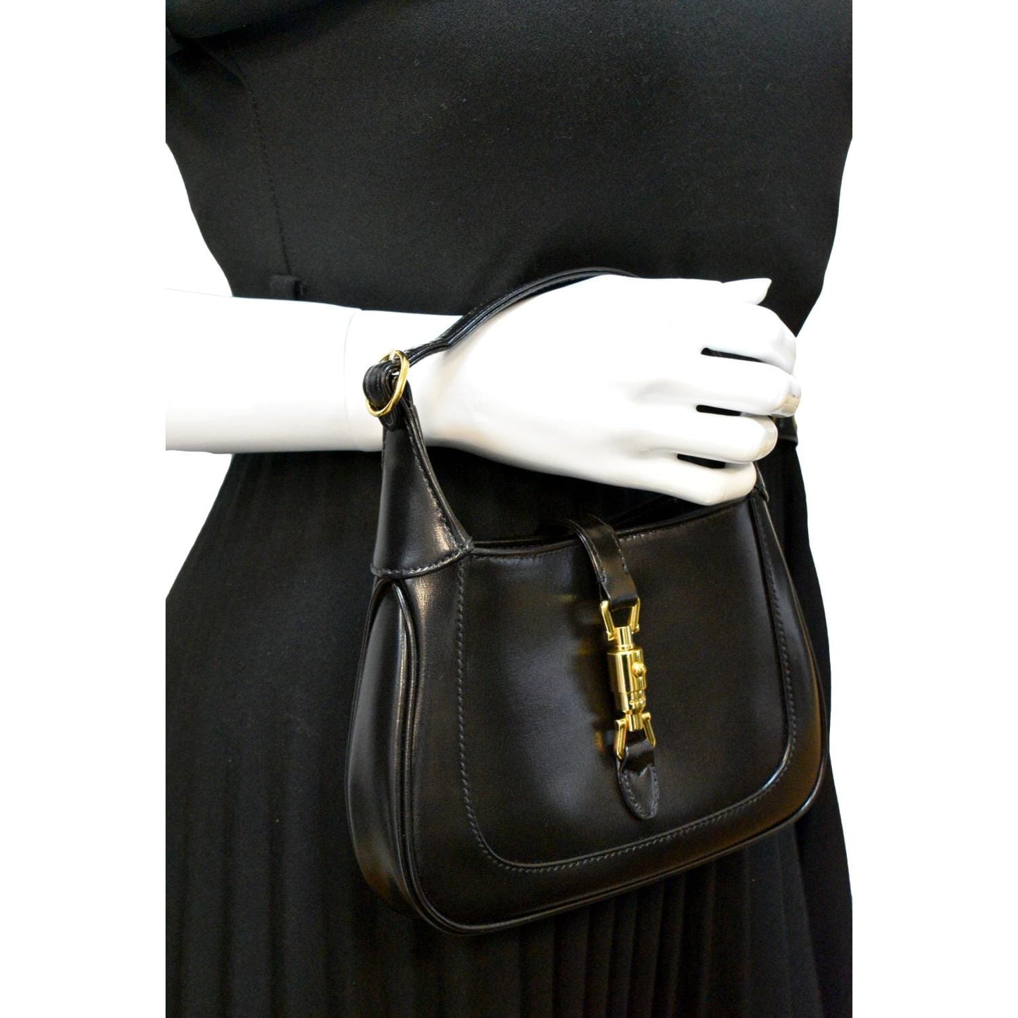 GUCCI Jackie 1961 Leather Shoulder Bag Black 637091
