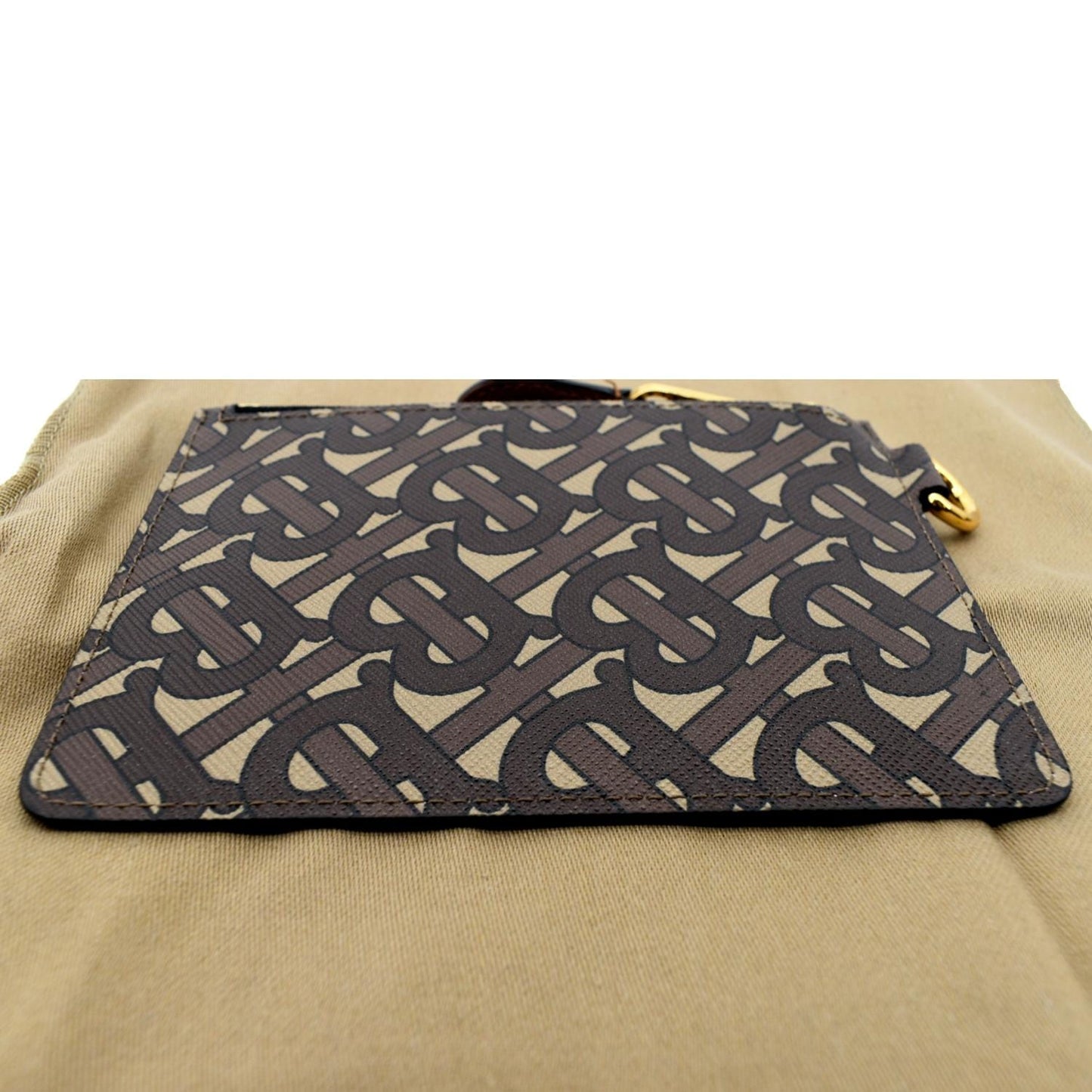 BURBERRY Monogram Coated Canvas Zip Coin Purse Bridle Brown