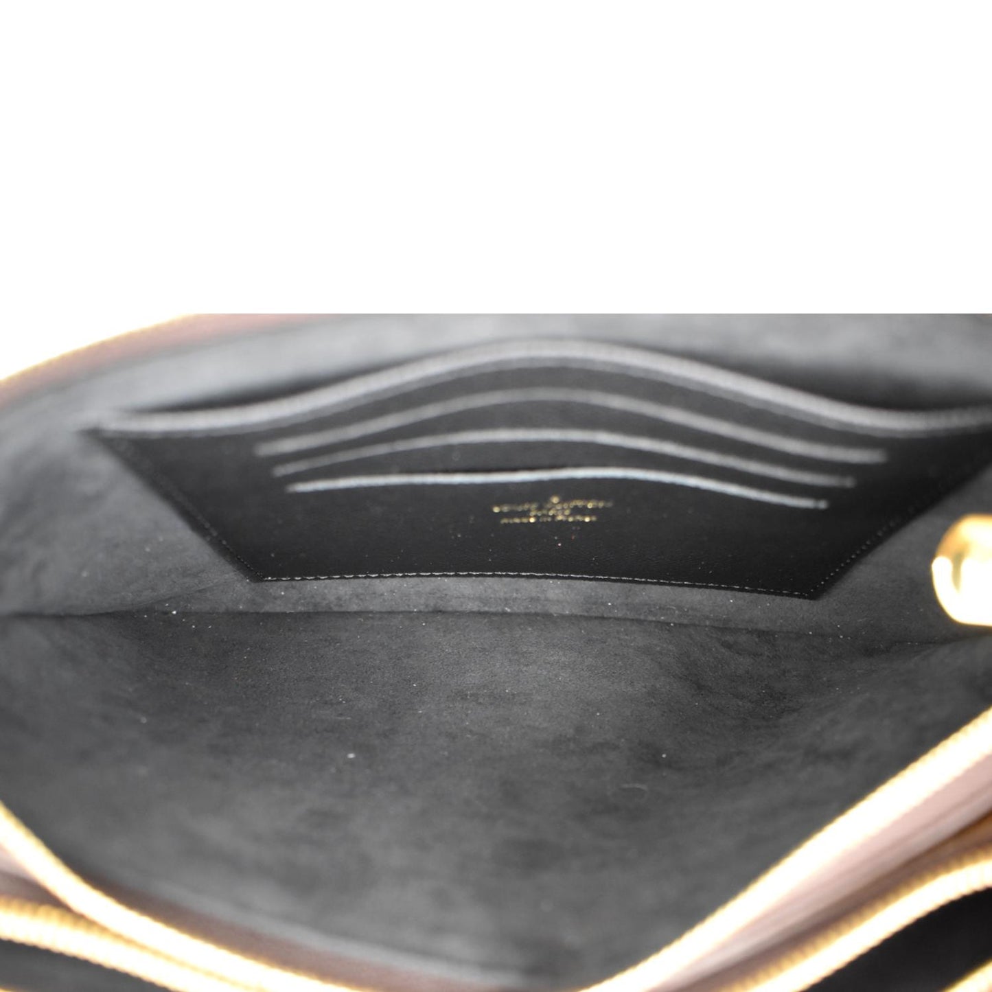 LOUIS VUITTON Double Zip Pochette Reverse Monogram Giant Crossbody Bag Brown
