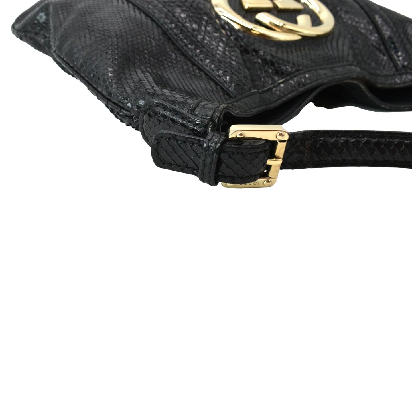 GUCCI Britt Medium Patent Leather Hobo Bag Black 162740