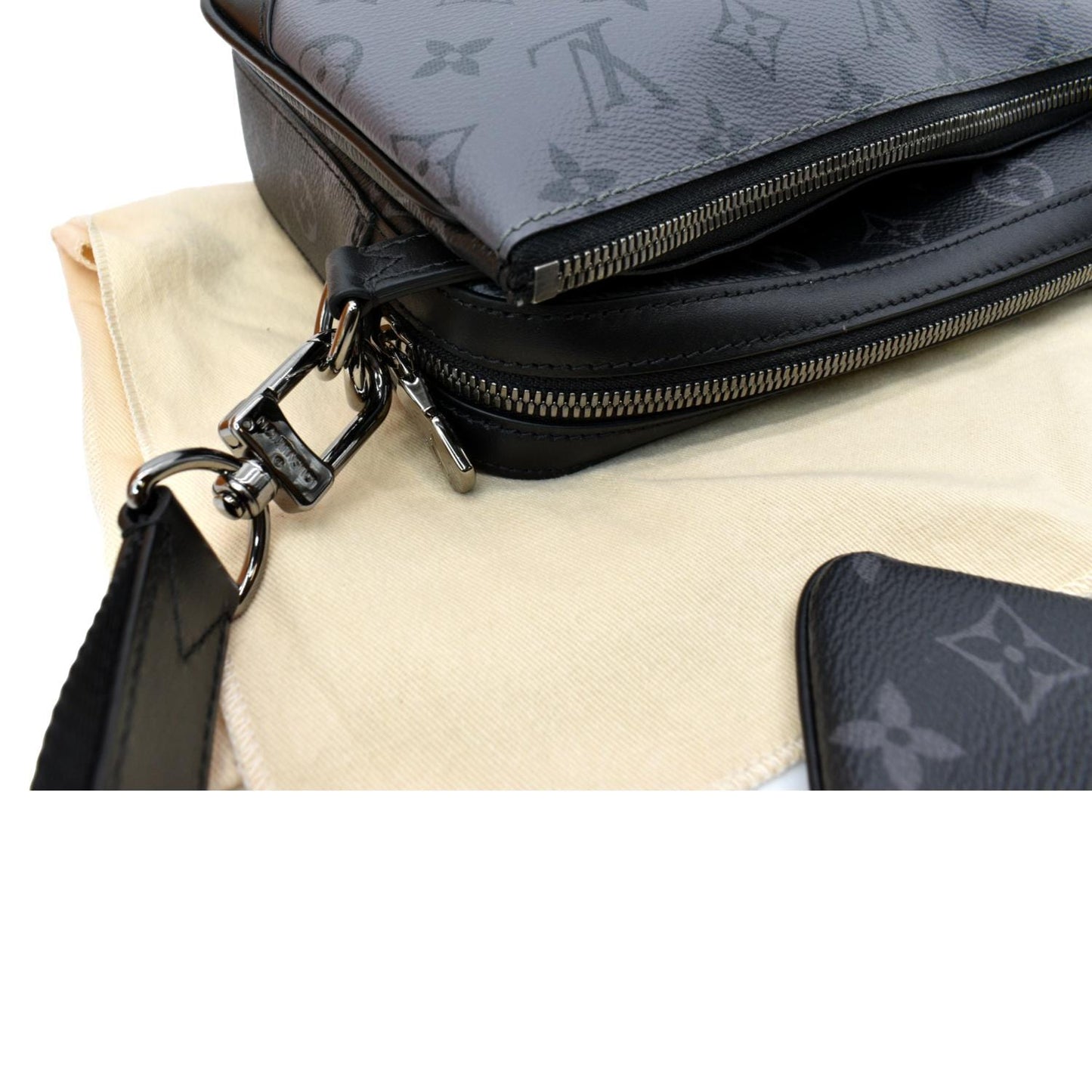LOUIS VUITTON Trio Monogram Eclipse Messenger Bag Grey