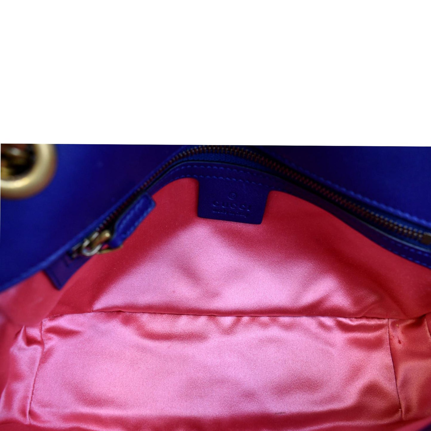 GUCCI Deer Embroidered Small GG Marmont Velvet Shoulder Bag Blue 443497