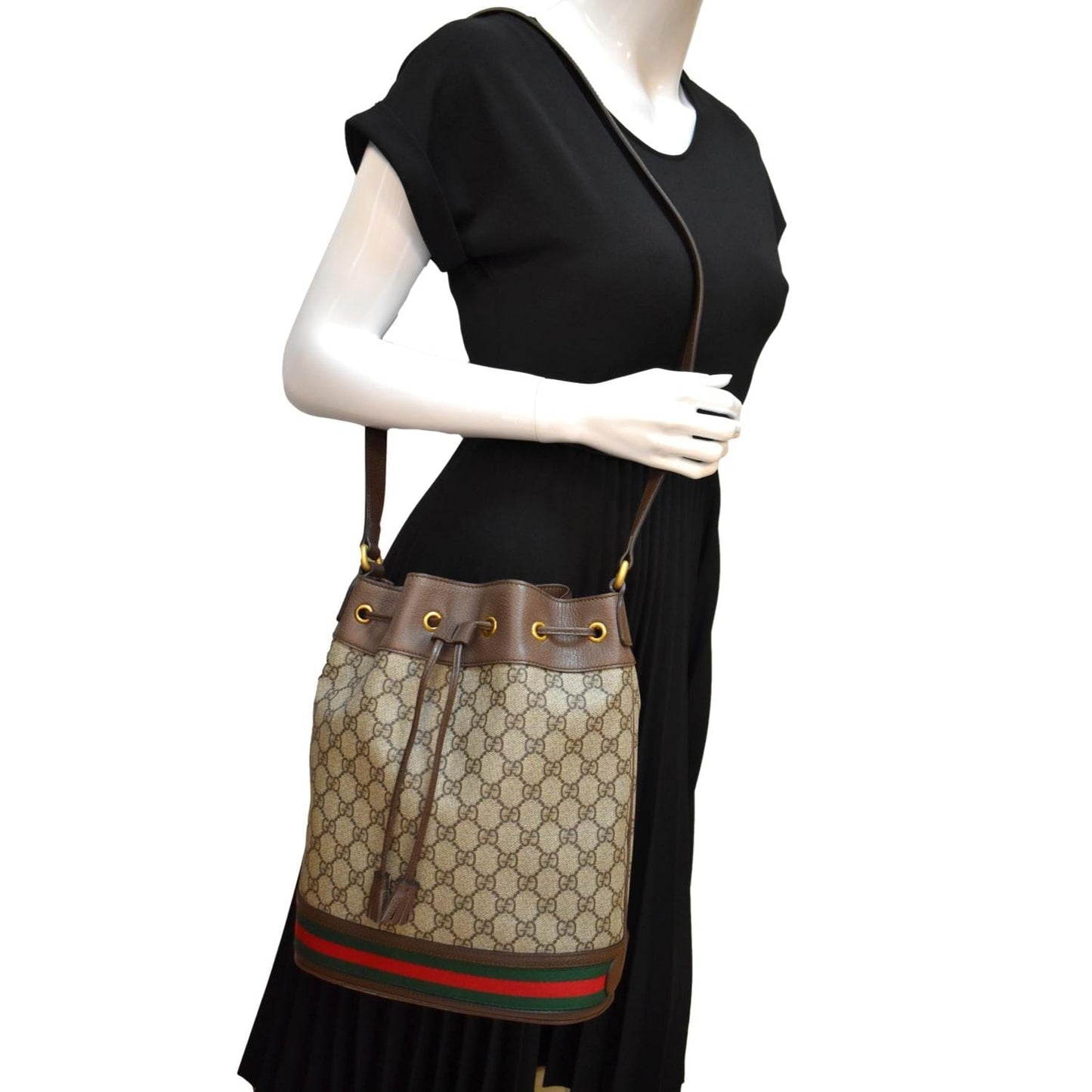 GUCCI Ophidia GG Supreme Canvas Bucket  Bag Beige 540457