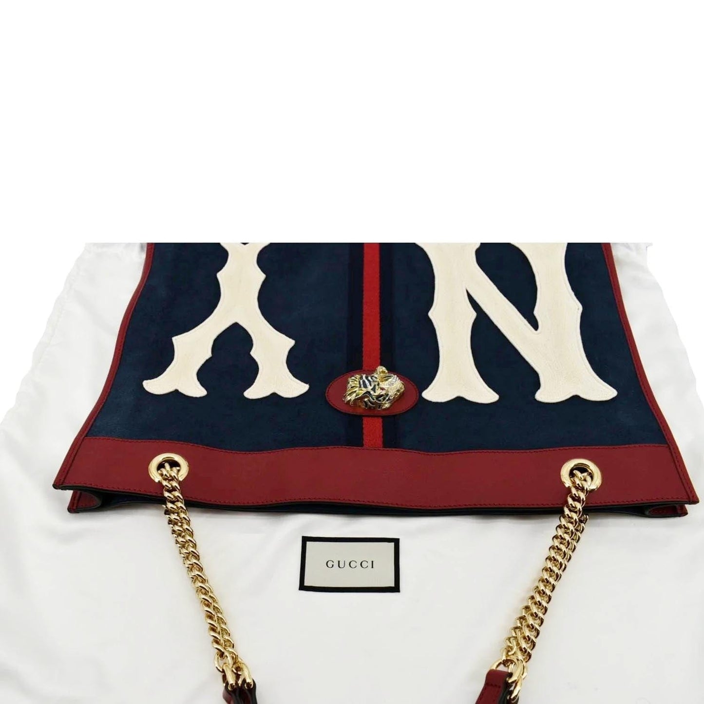GUCCI Rajah Large Leather Tote Shoulder Bag Navy Blue 537219
