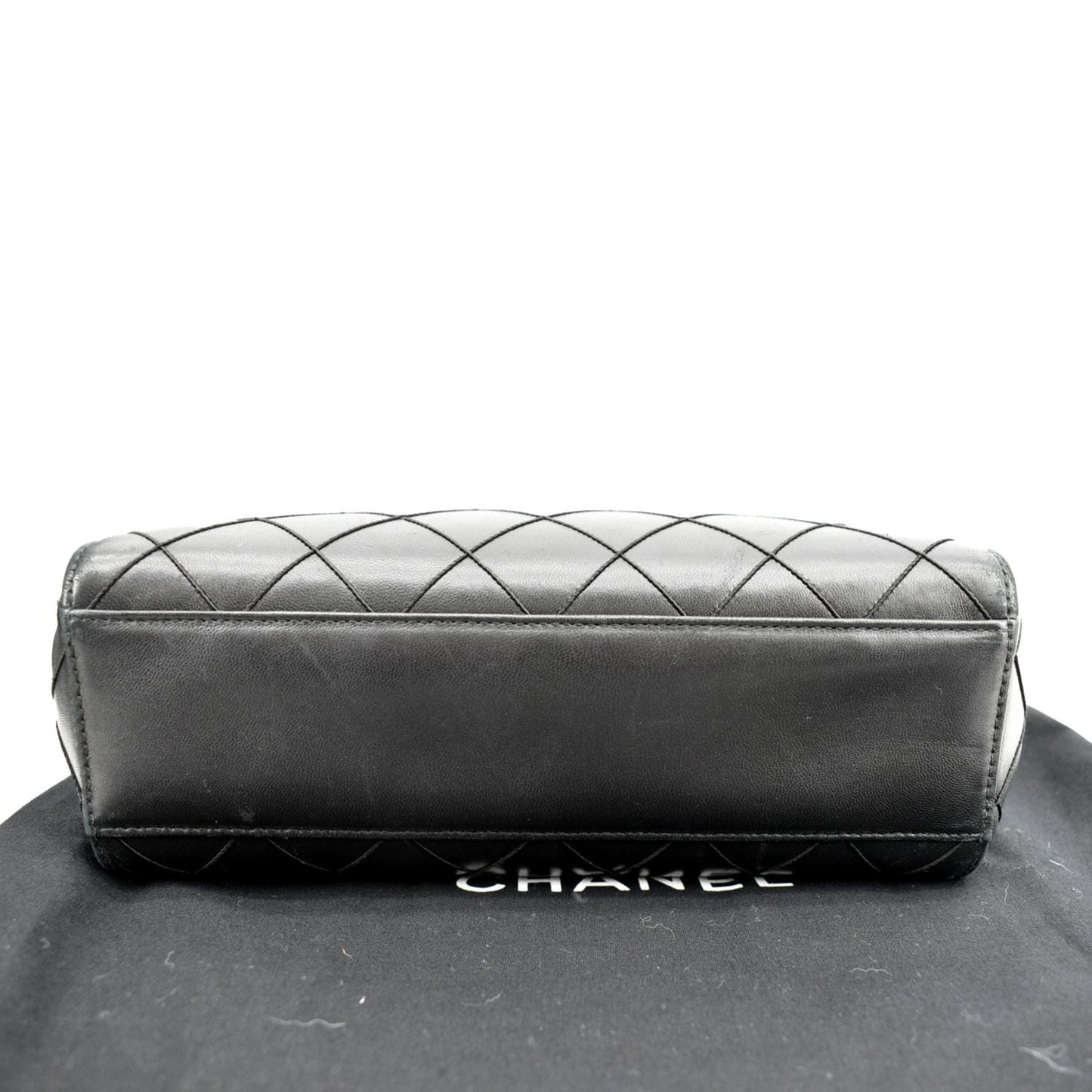 CHANEL Small Vintage Lambskin Leather Handbag Black
