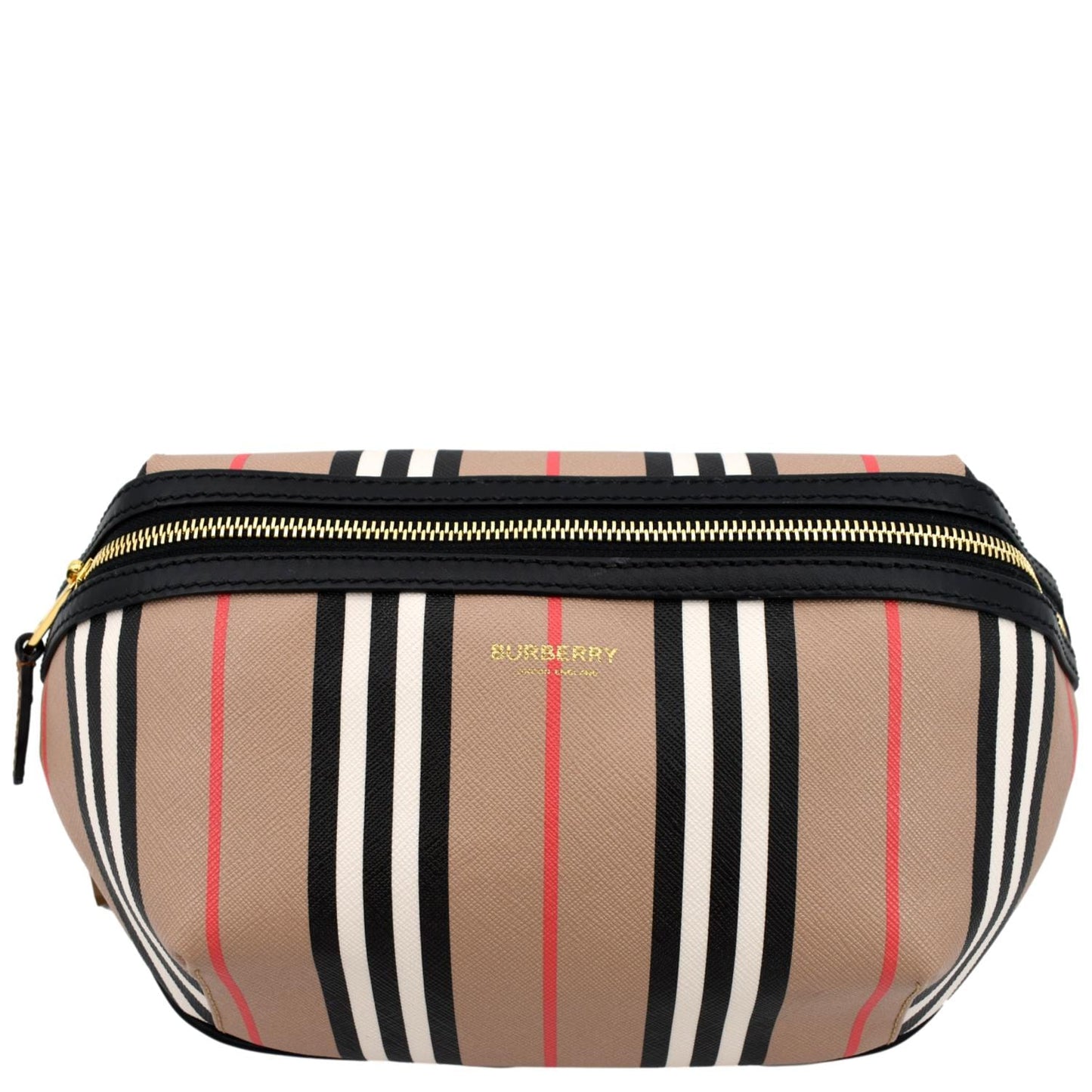 BURBERRY Icon Stripe Sonny E-Canvas Bum Bag Archive Beige