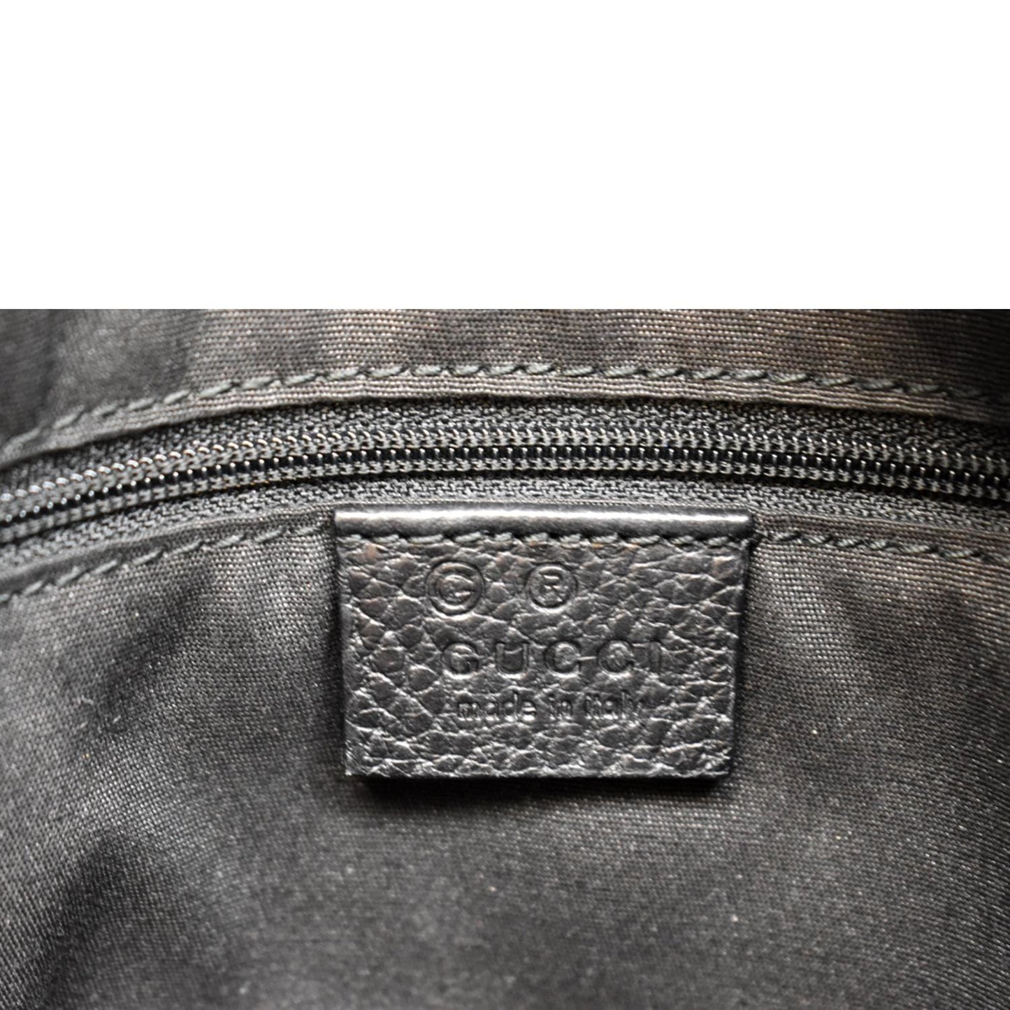 GUCCI Trim Leather Hobo Bag Black 257296
