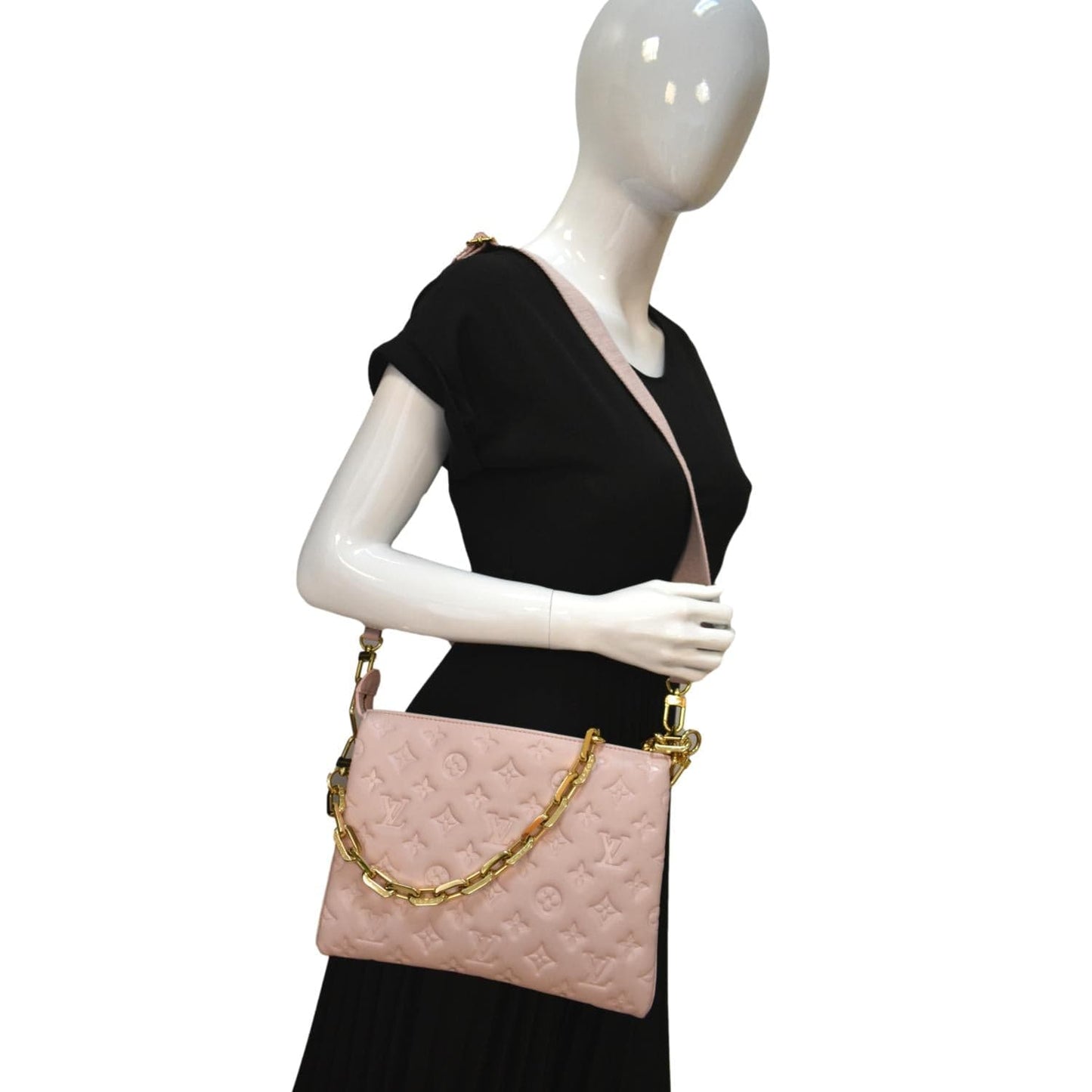 LOUIS VUITTON Coussin PM Monogram Embossed Shoulder Bag Pink