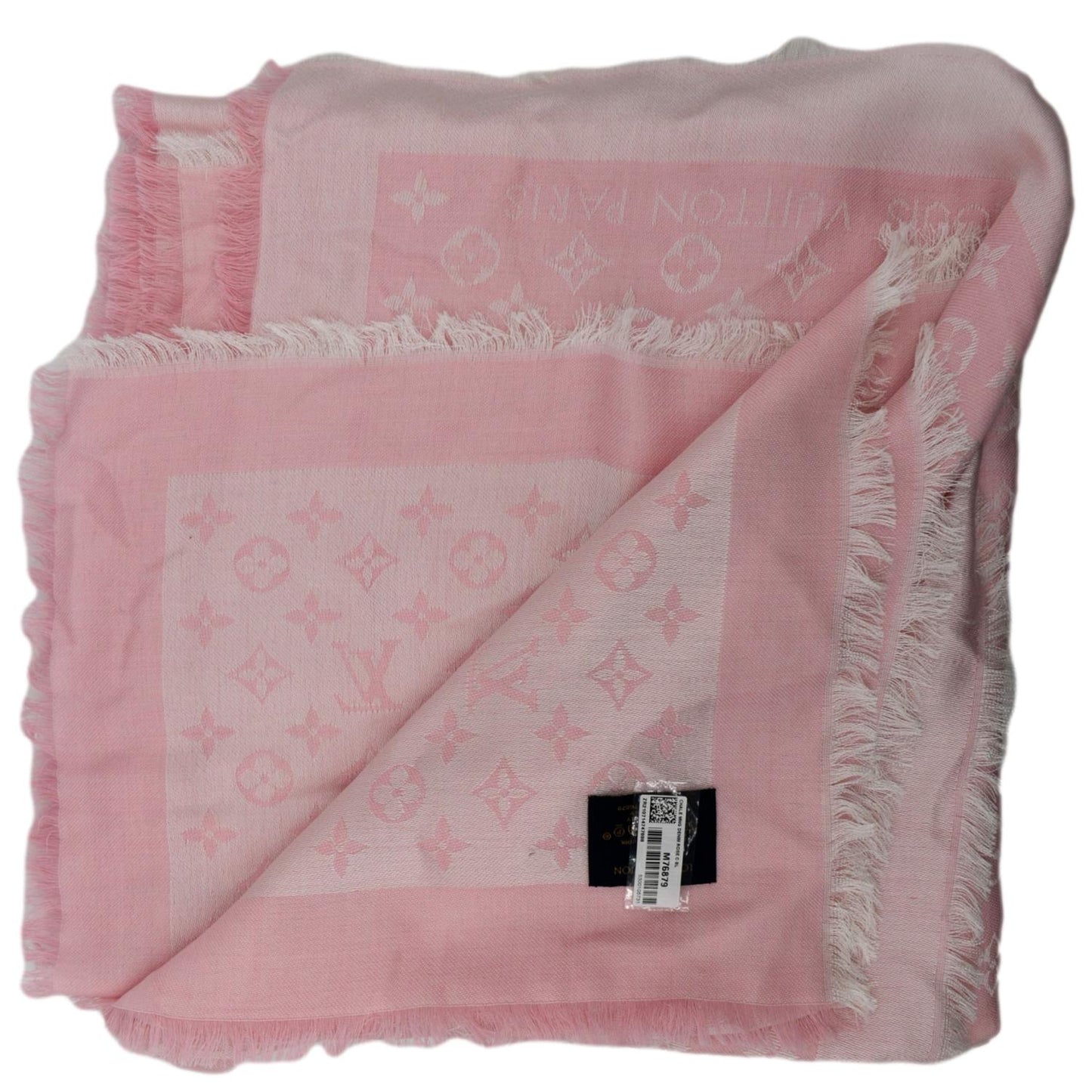 LOUIS VUITTON Jacquard Weave Monogram Denim Shawl Light Pink