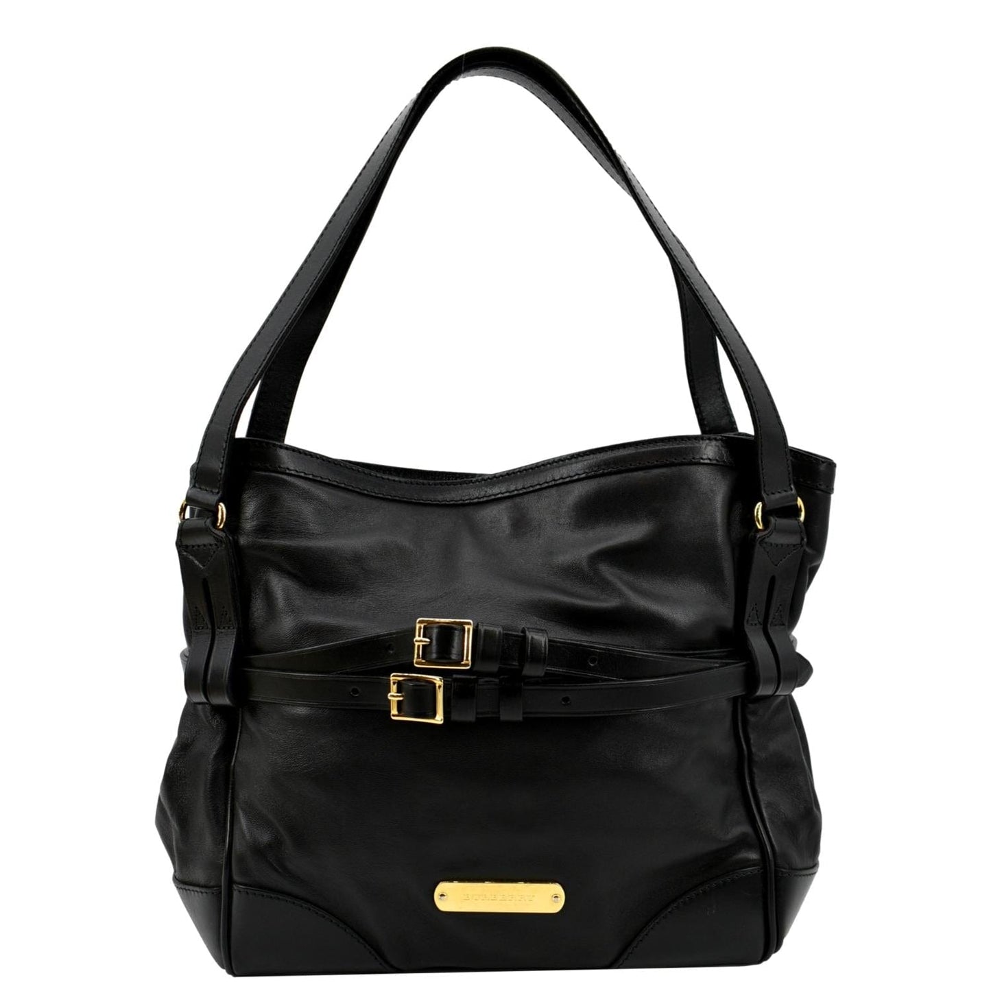 BURBERRY Bridle Lynher Calfskin Leather Tote Shoulder Bag Black