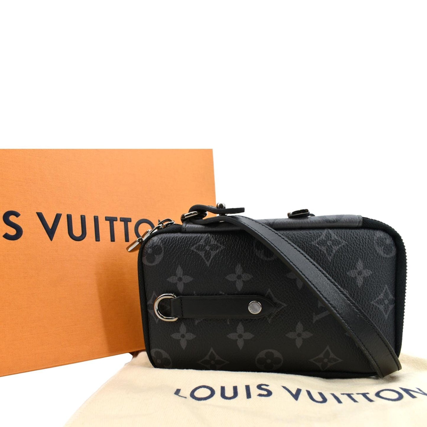 LOUIS VUITTON Double Monogram Eclipse Phone Pouch Black
