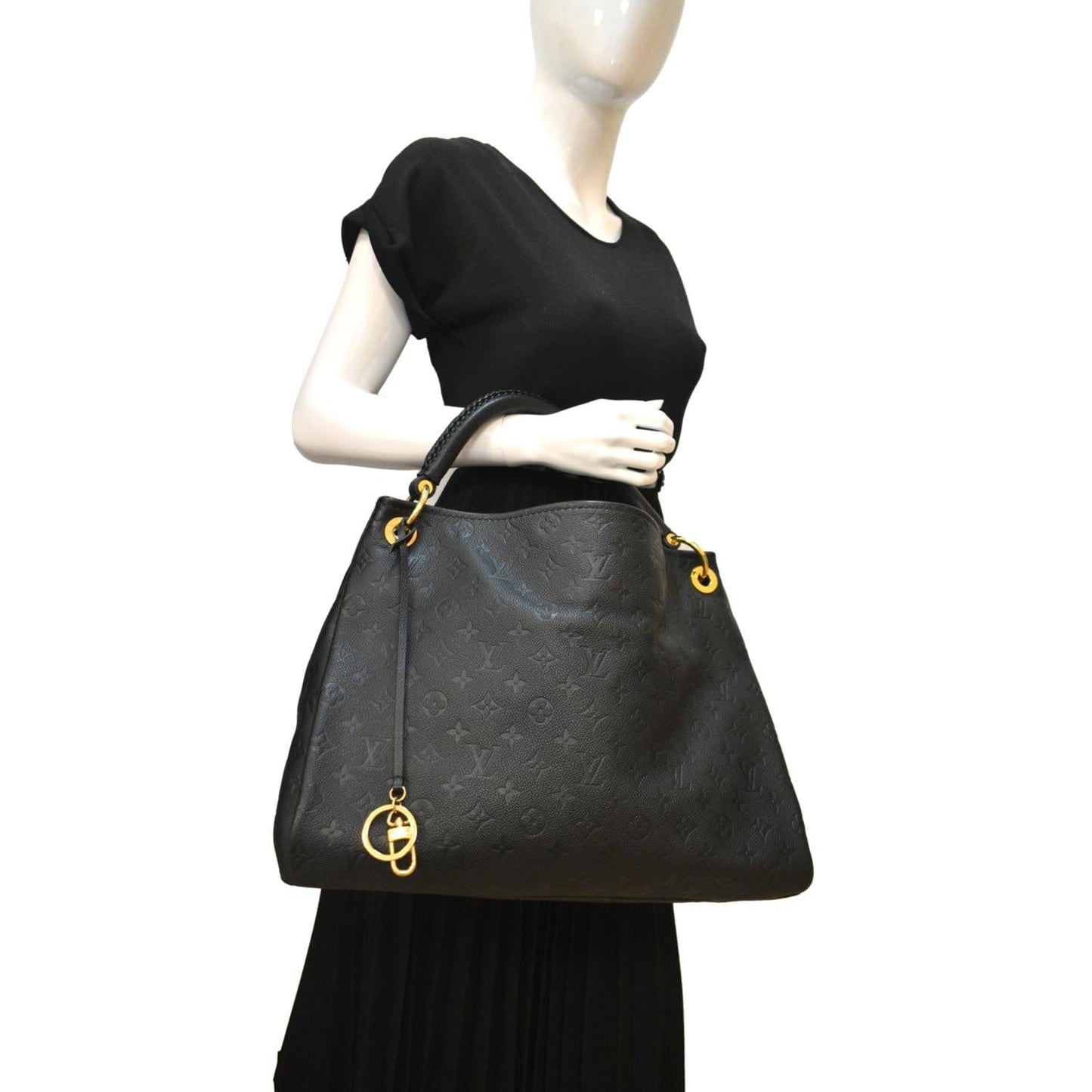 LOUIS VUITTON Artsy MM Empreinte Leather Hobo Bag Black