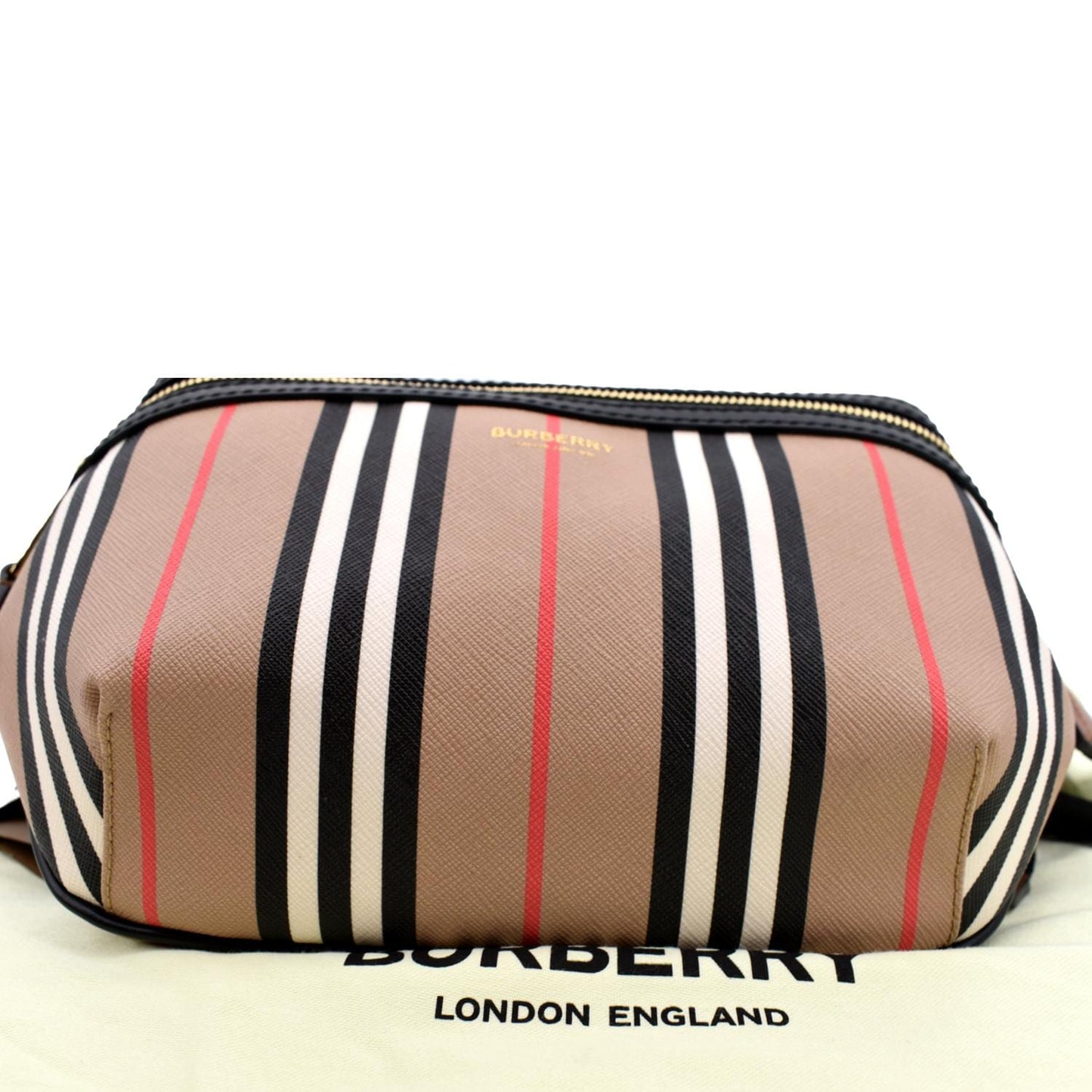 BURBERRY Icon Stripe Sonny E-Canvas Bum Bag Archive Beige