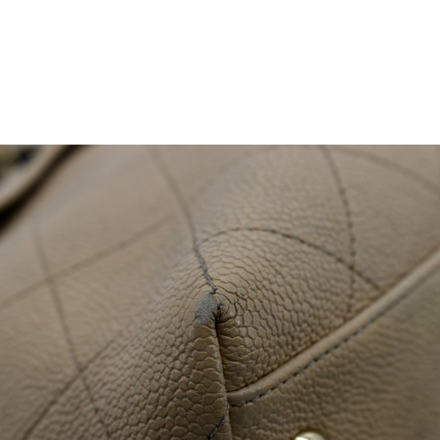 CHANEL Zip Carry Grained Calfskin Leather Shopping Tote Bag Beige