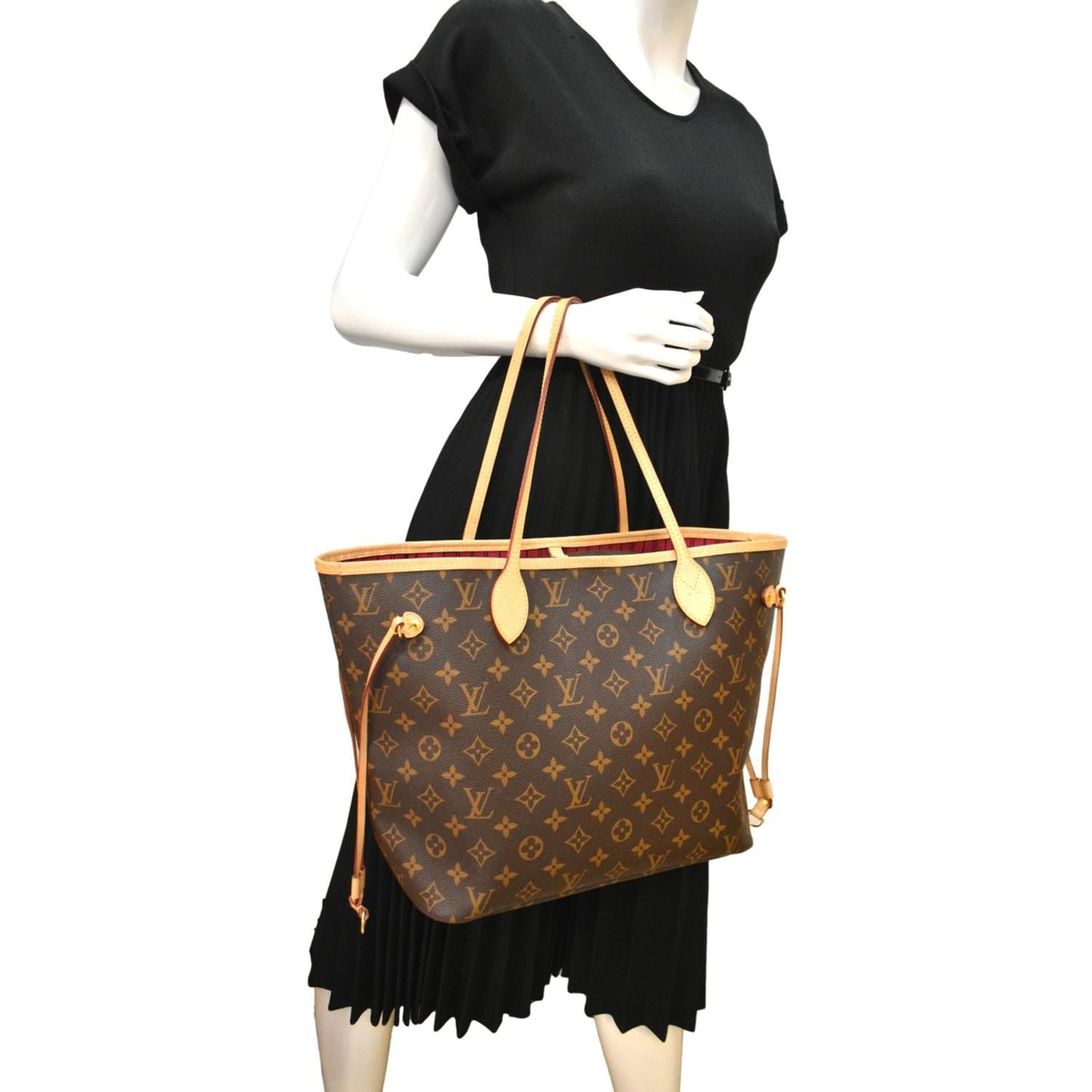 LOUIS VUITTON Neverfull MM Monogram Canvas Tote Bag Brown