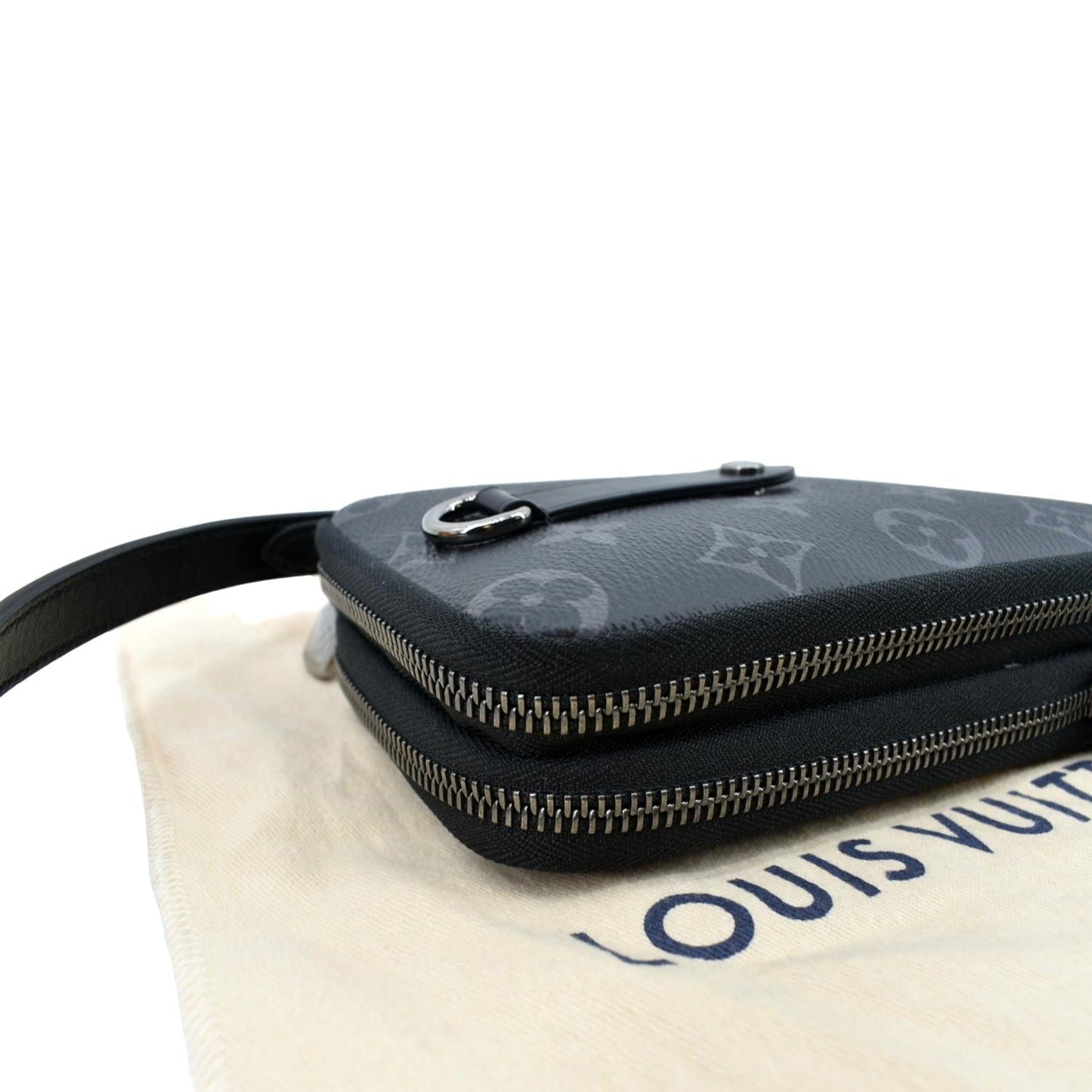 LOUIS VUITTON Double Monogram Eclipse Phone Pouch Black
