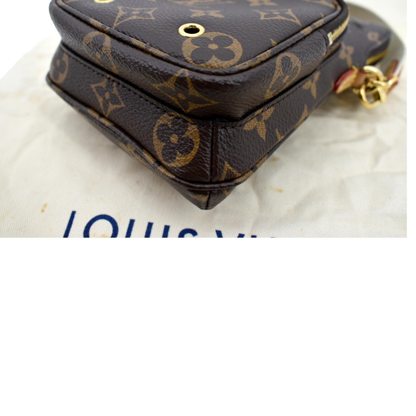 LOUIS VUITTON Utility Phone Sleeve Monogram Canvas Crossbody Bag Brown