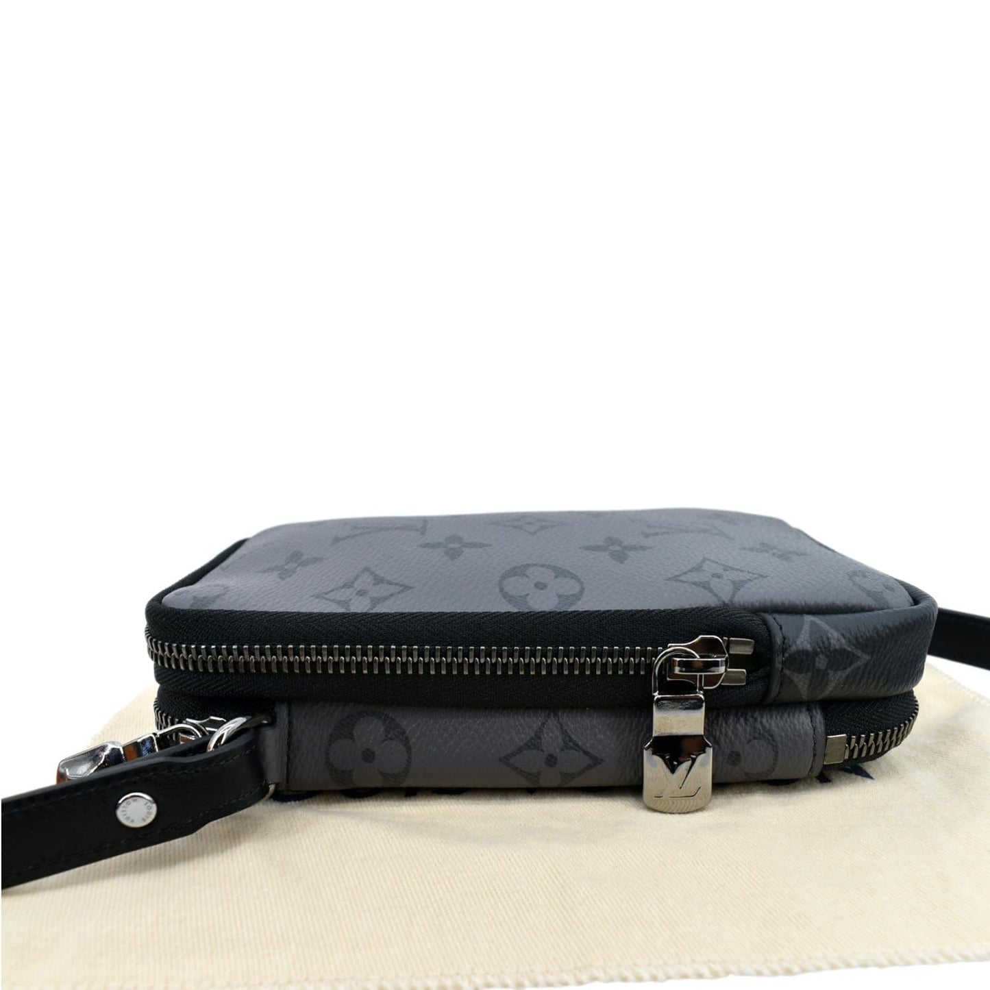 LOUIS VUITTON Double Monogram Eclipse Phone Pouch Black