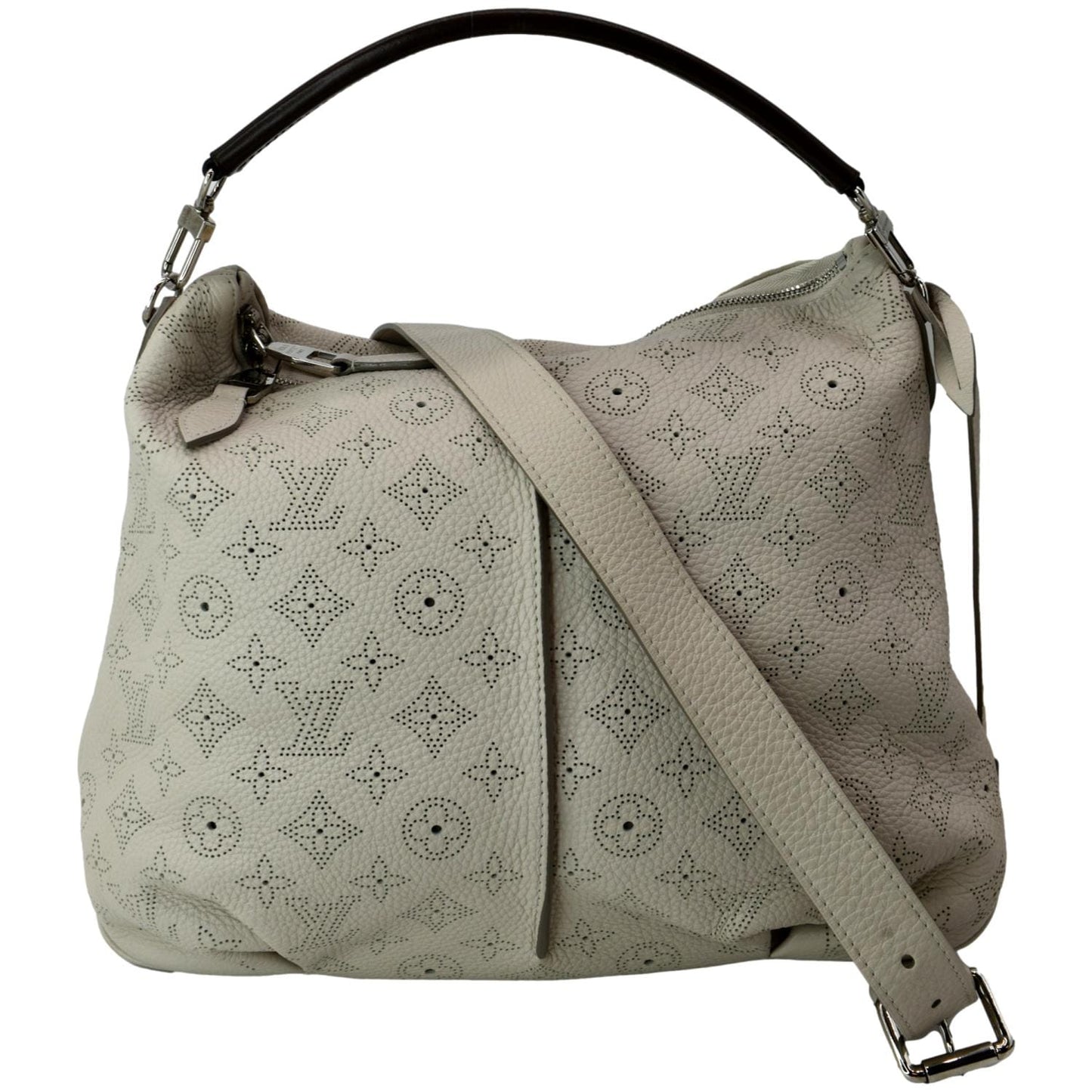 Louis Vuitton Selene PM Mahina Leather Tote Shoulder Bag Cream