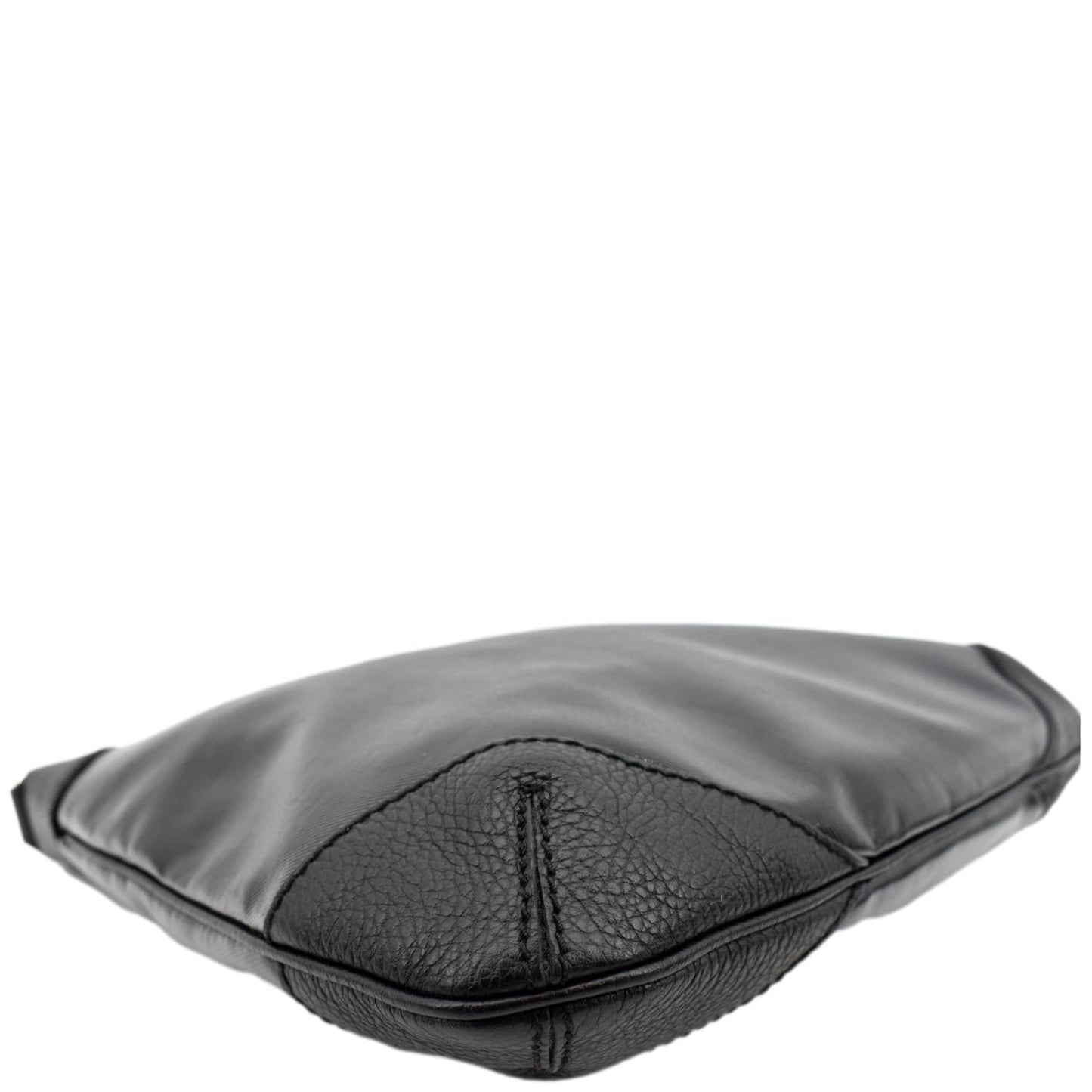 GUCCI Trim Leather Hobo Bag Black 257296