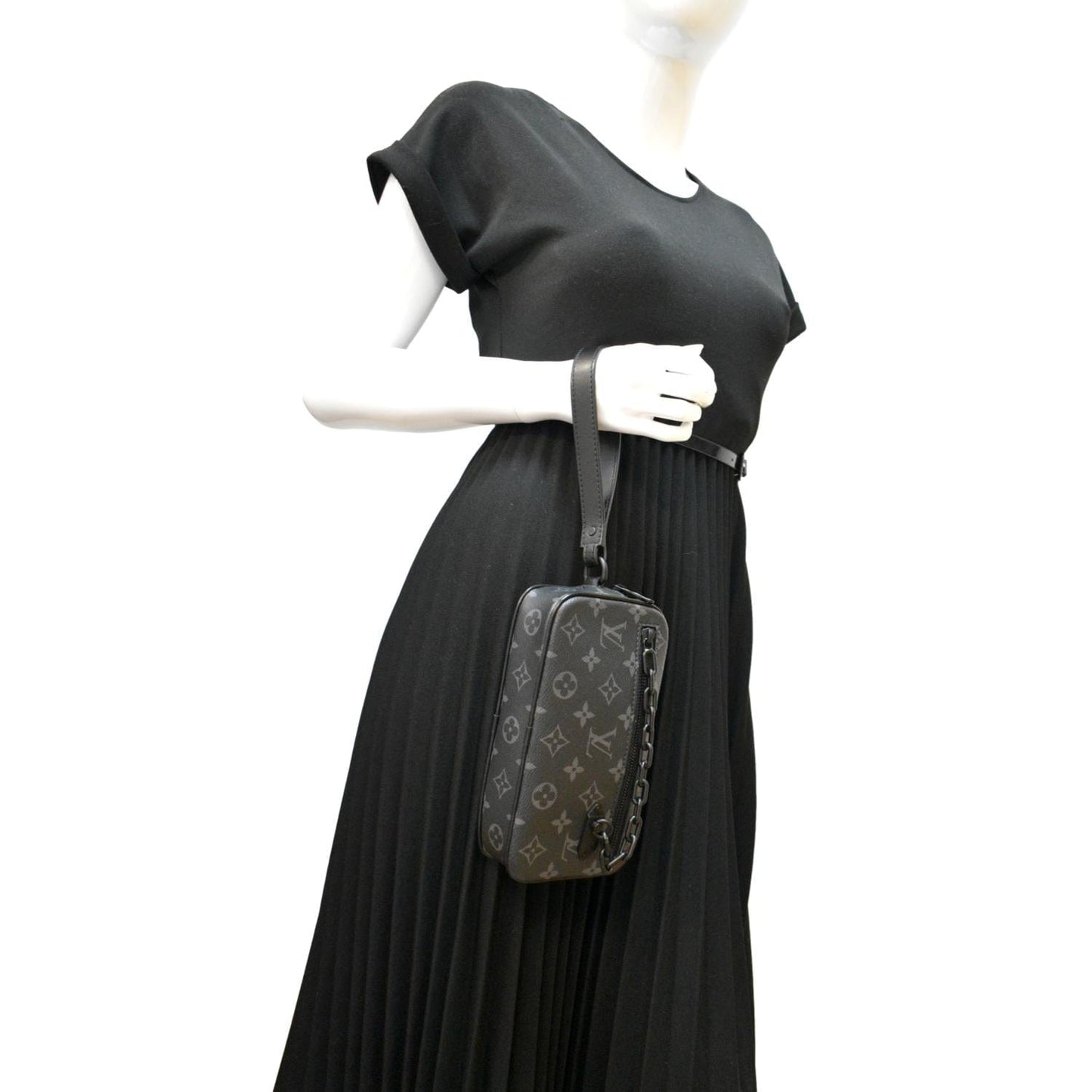 LOUIS VUITTON Volga Monogram Eclipse Pochette Clutch Bag Black
