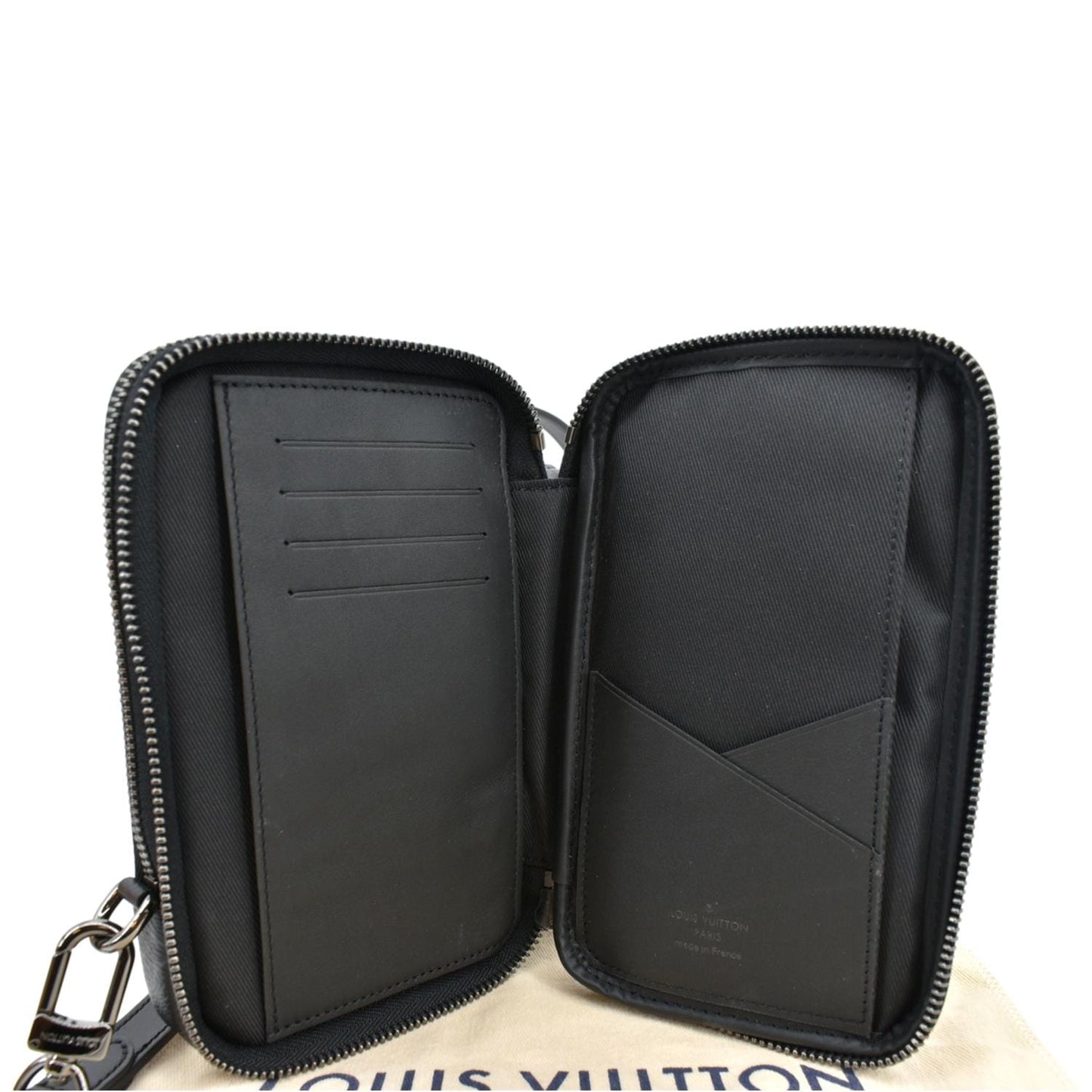LOUIS VUITTON Double Monogram Eclipse Phone Pouch Black
