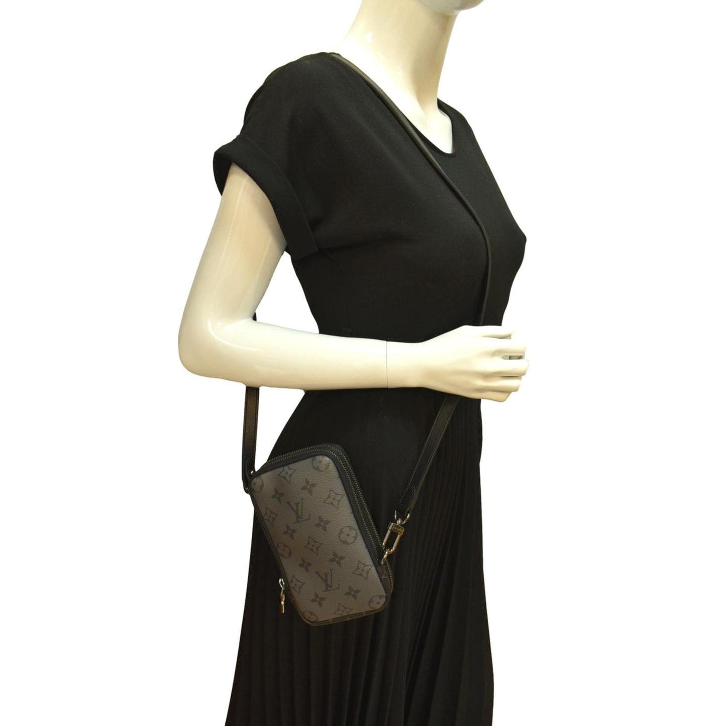LOUIS VUITTON Double Monogram Eclipse Phone Pouch Black