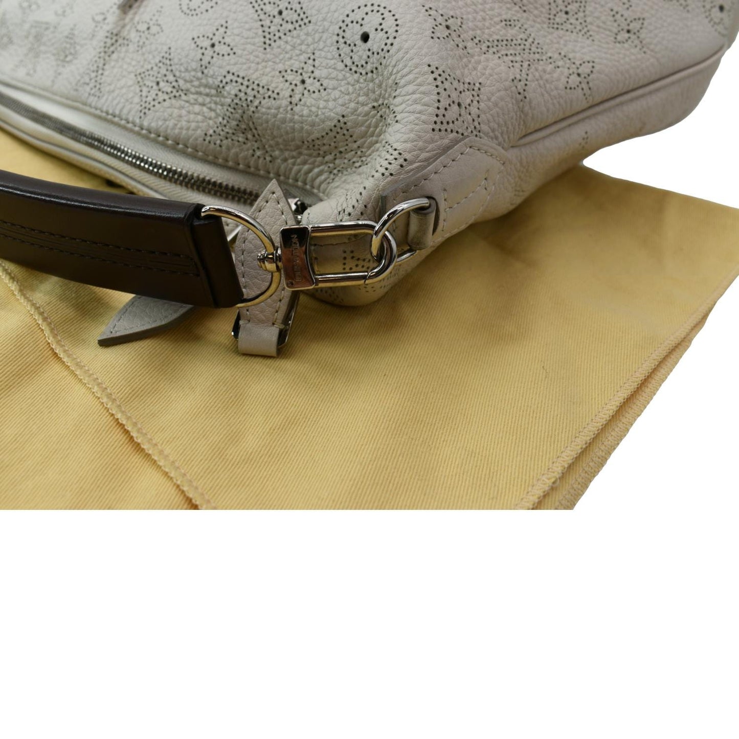 Louis Vuitton Selene PM Mahina Leather Tote Shoulder Bag Cream