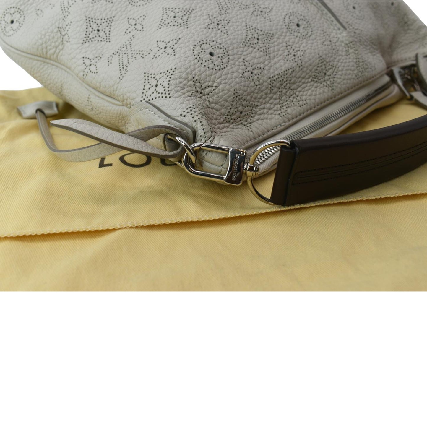 Louis Vuitton Selene PM Mahina Leather Tote Shoulder Bag Cream