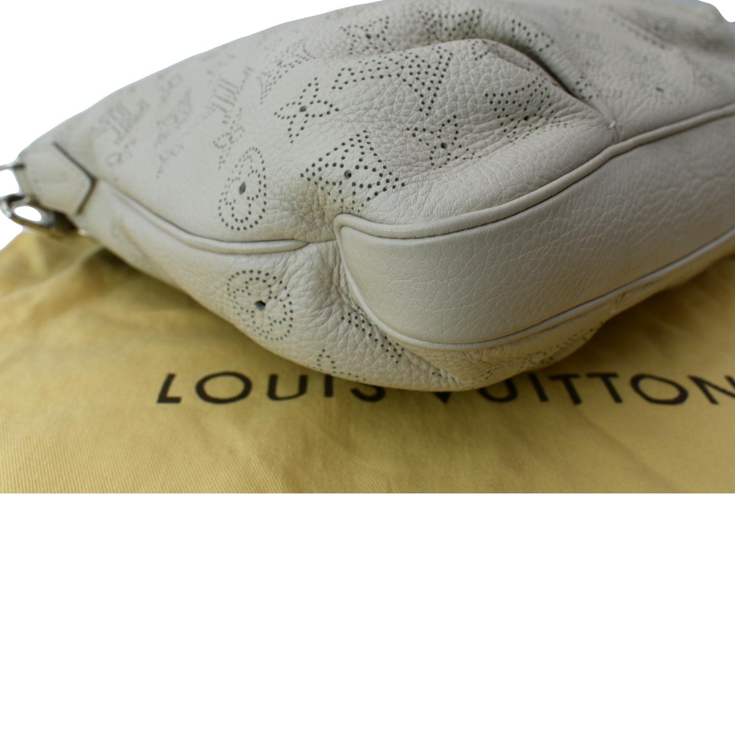 Louis Vuitton Selene PM Mahina Leather Tote Shoulder Bag Cream