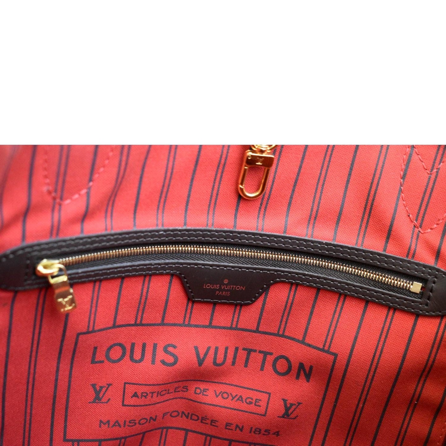 LOUIS VUITTON Neverfull MM Damier Ebene Tote Bag Brown