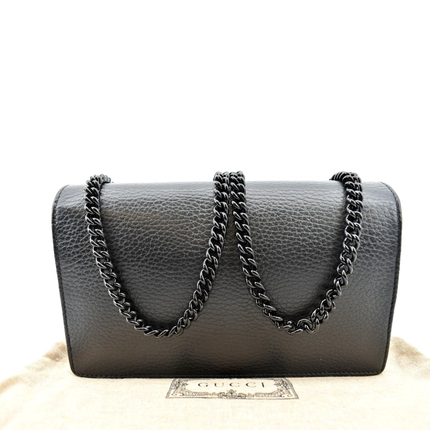 GUCCI GG Marmont WOC Leather Chain Crossbody Bag Black 497985
