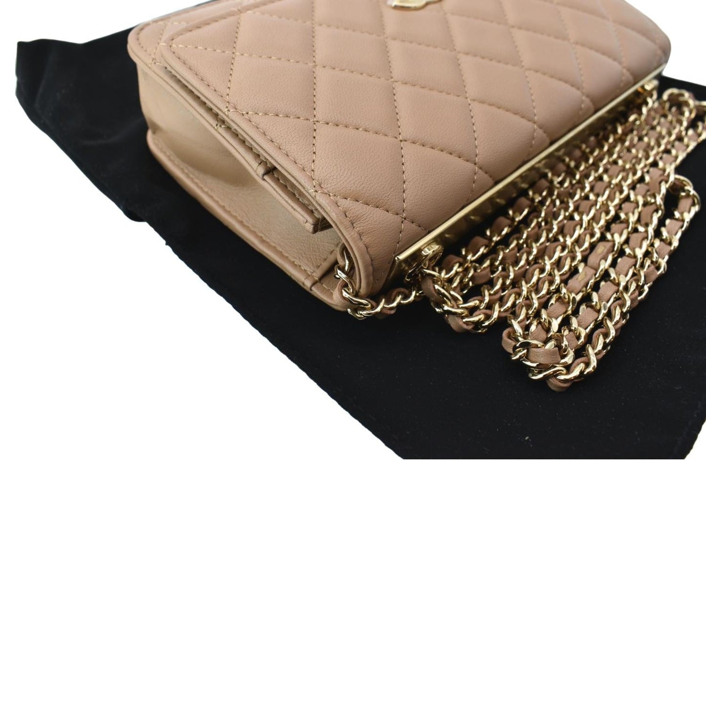 CHANEL Trendy CC Lambskin Leather Wallet On Chain Crossbody Bag Brown