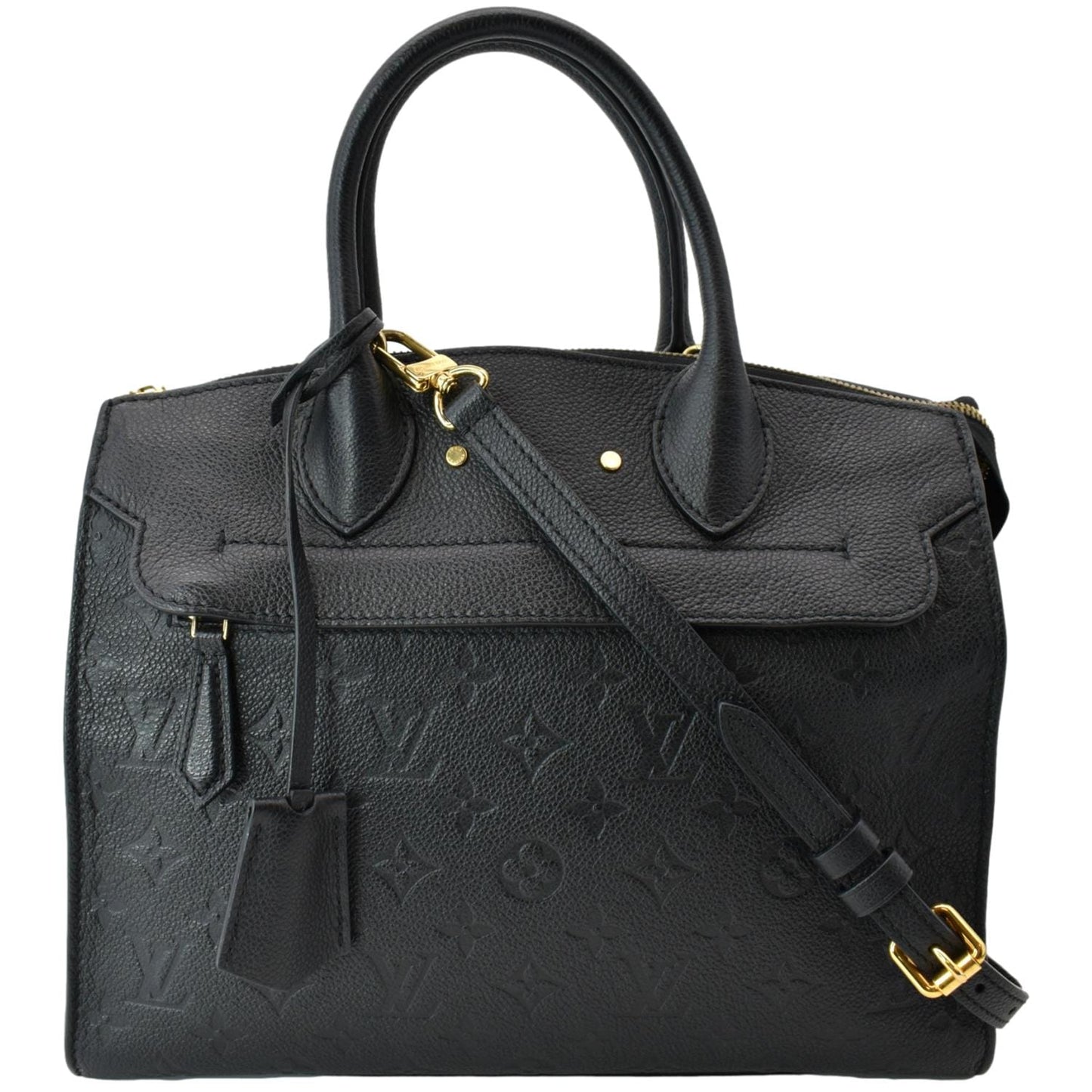 LOUIS VUITTON Pont Neuf MM Monogram Empreinte Leather Shoulder Bag Black