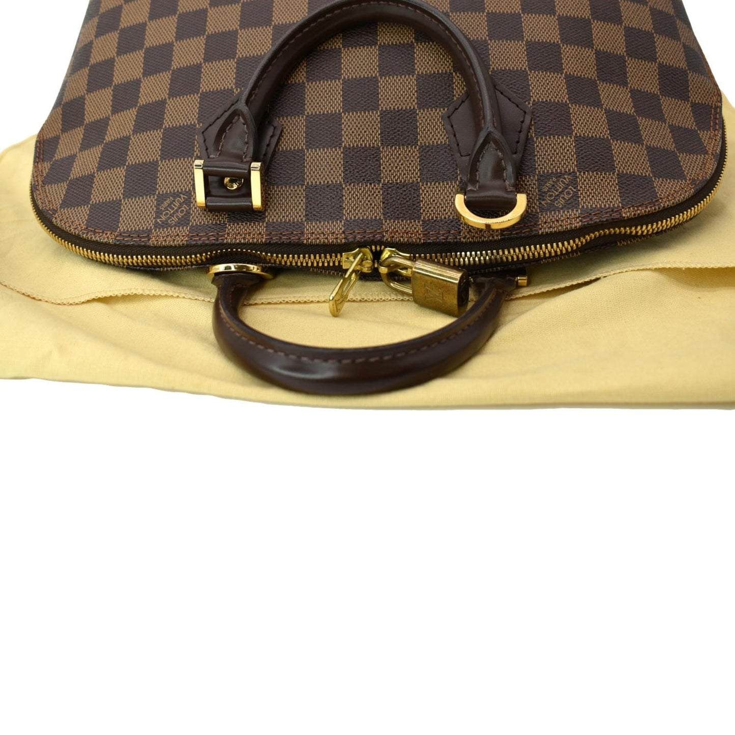 LOUIS VUITTON Alma PM Damier Ebene Satchel Bag Brown