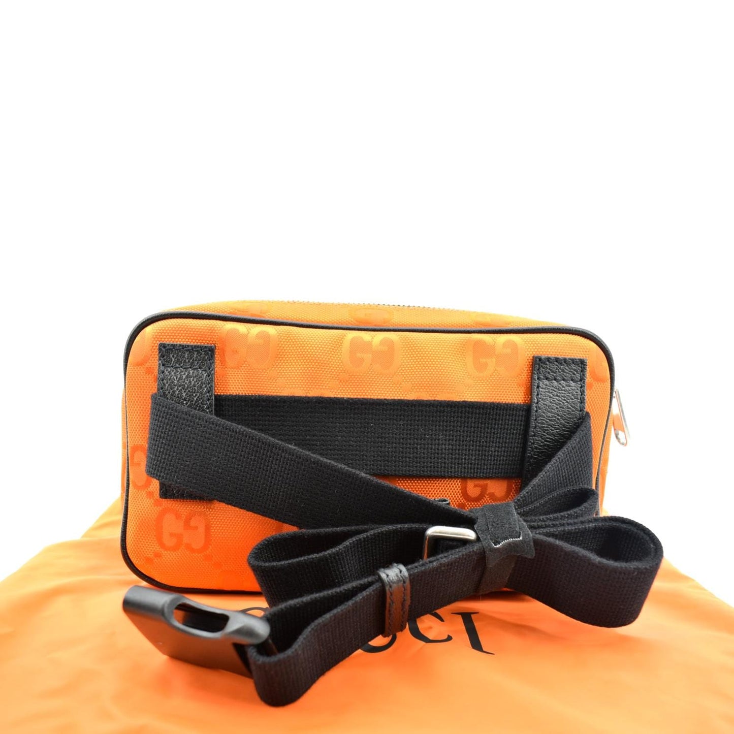 GUCCI Of The Grid Nylon Leather Belt Bag Orange 631341