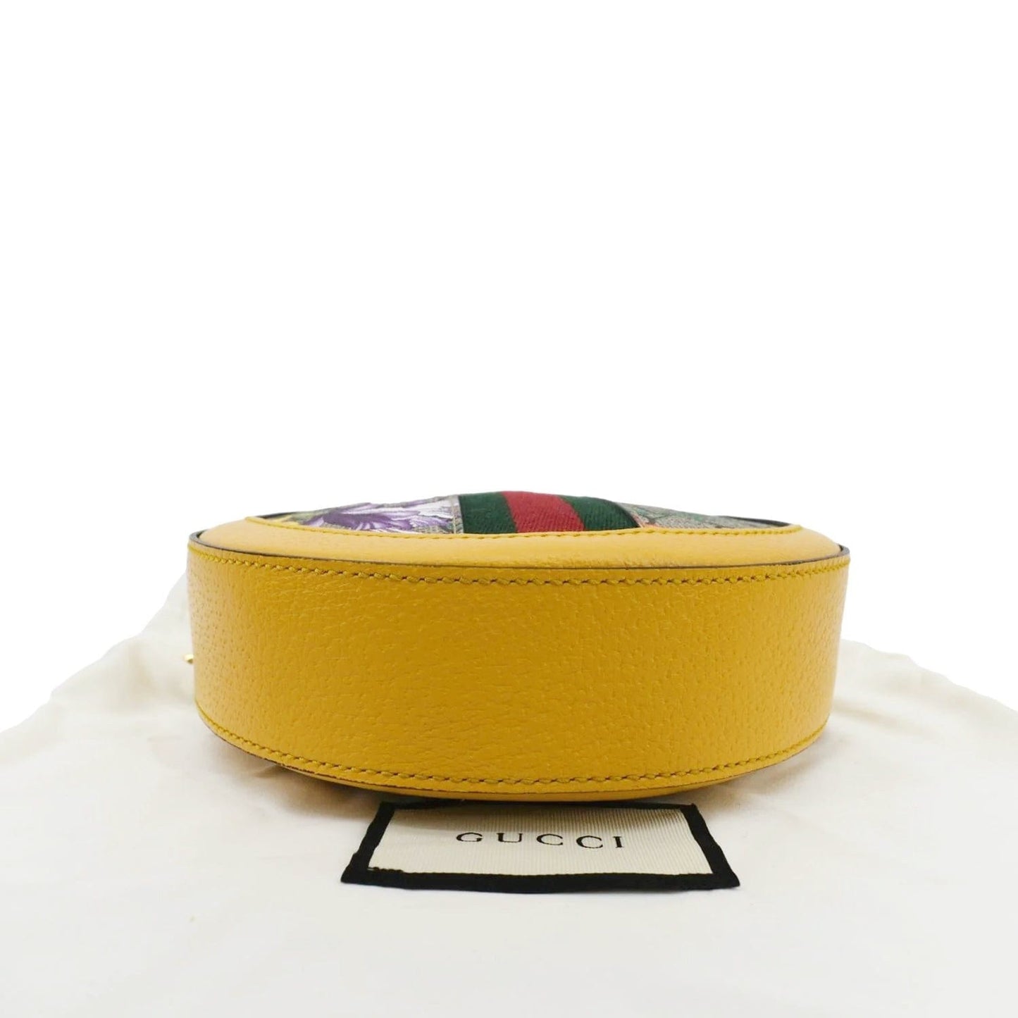 GUCCI Ophidia Mini Flora GG Round Supreme Monogram Web Crossbody Bag Yellow 550618