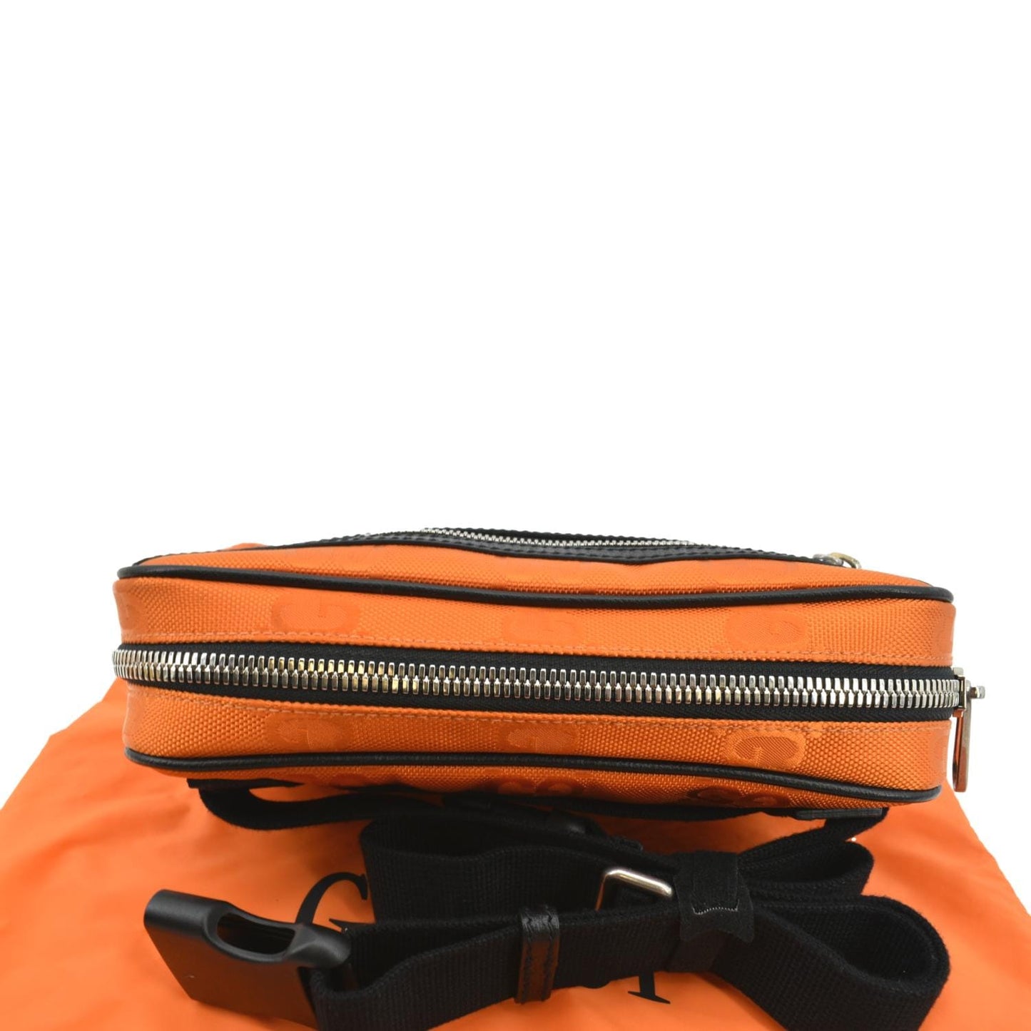 GUCCI Of The Grid Nylon Leather Belt Bag Orange 631341