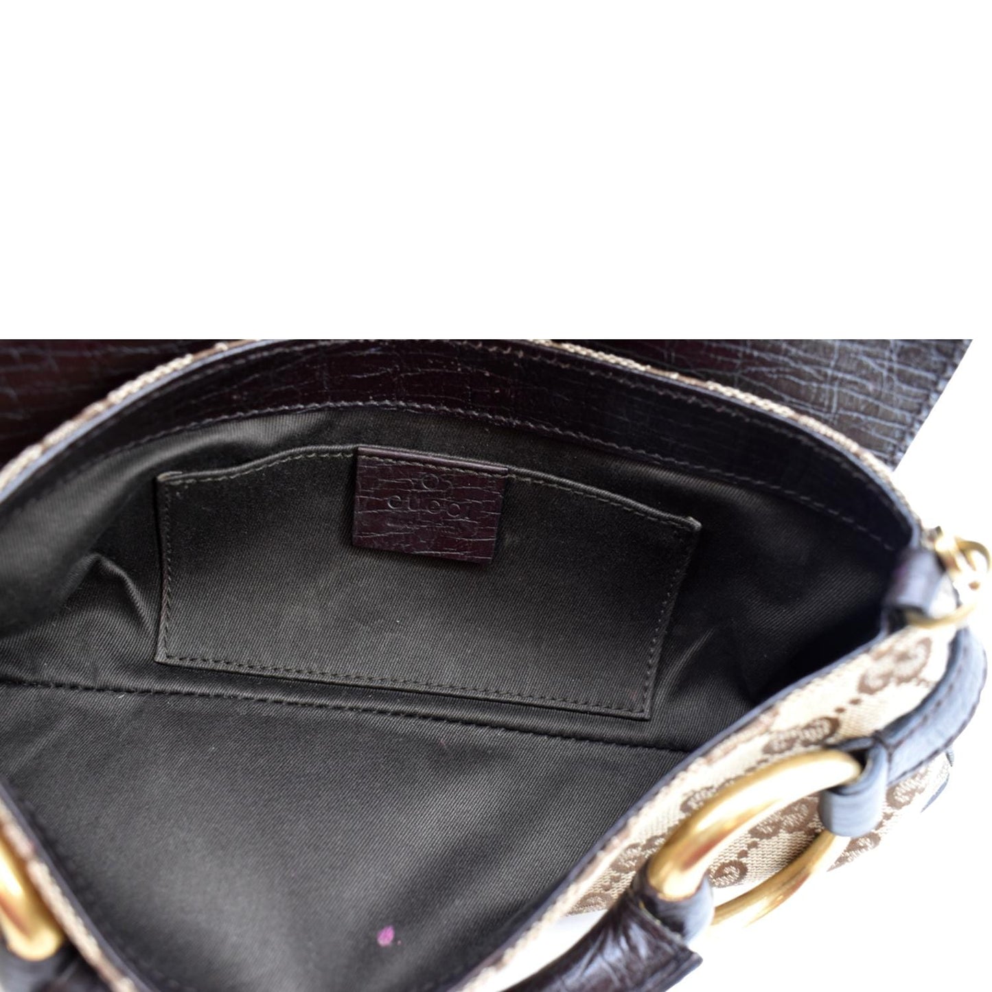 GUCCI Horsebit GG Canvas Clutch Bag Beige 114923