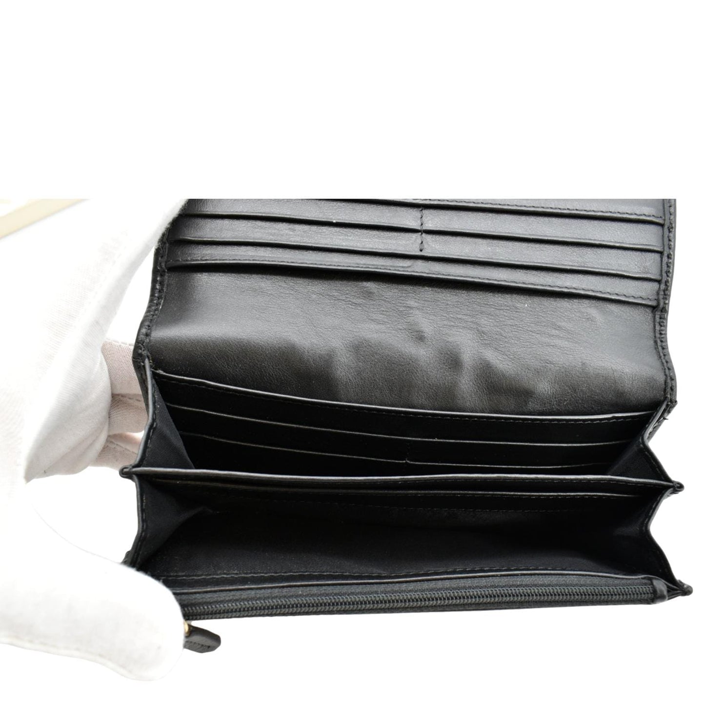 BURBERRY Check Leather Wallet Black