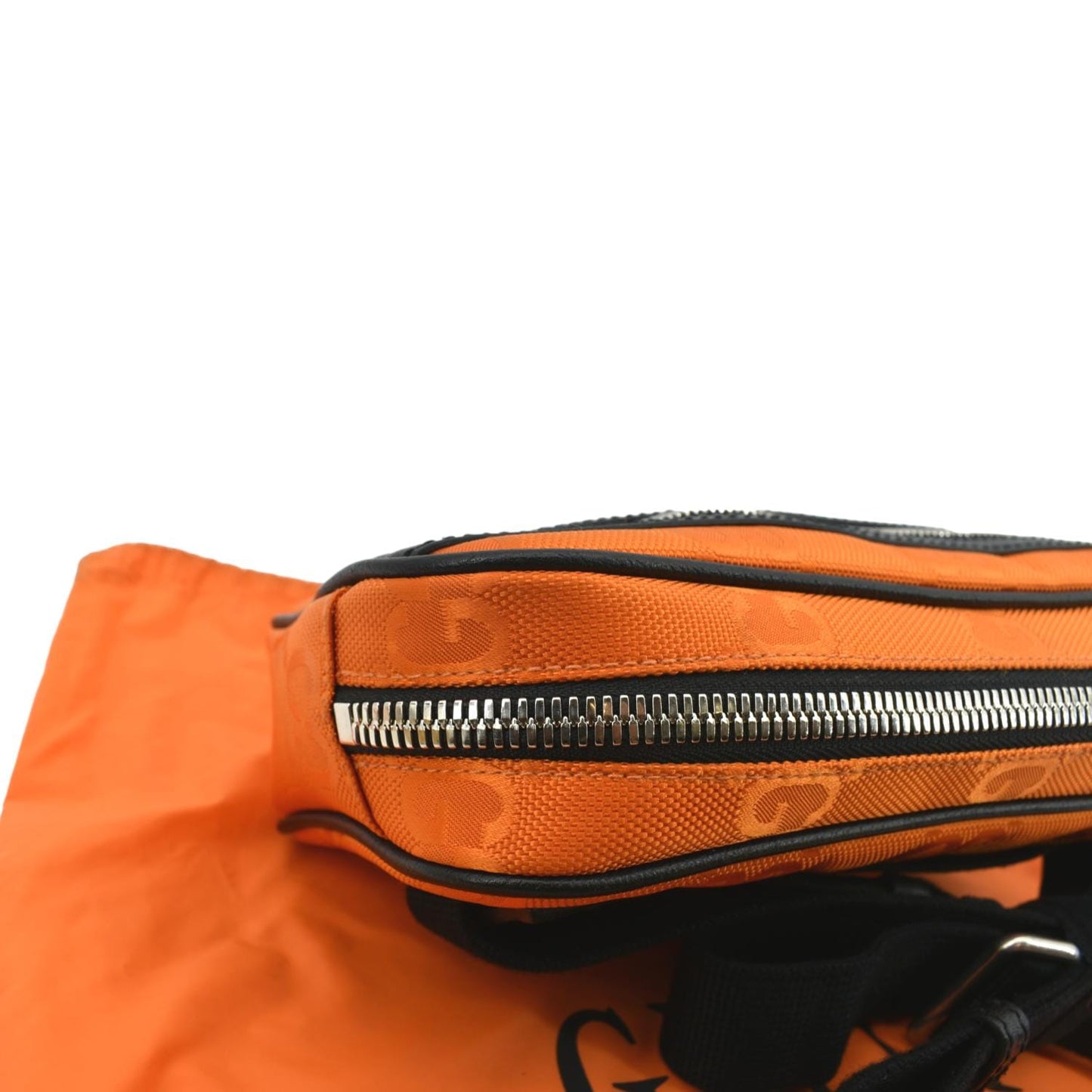 GUCCI Of The Grid Nylon Leather Belt Bag Orange 631341