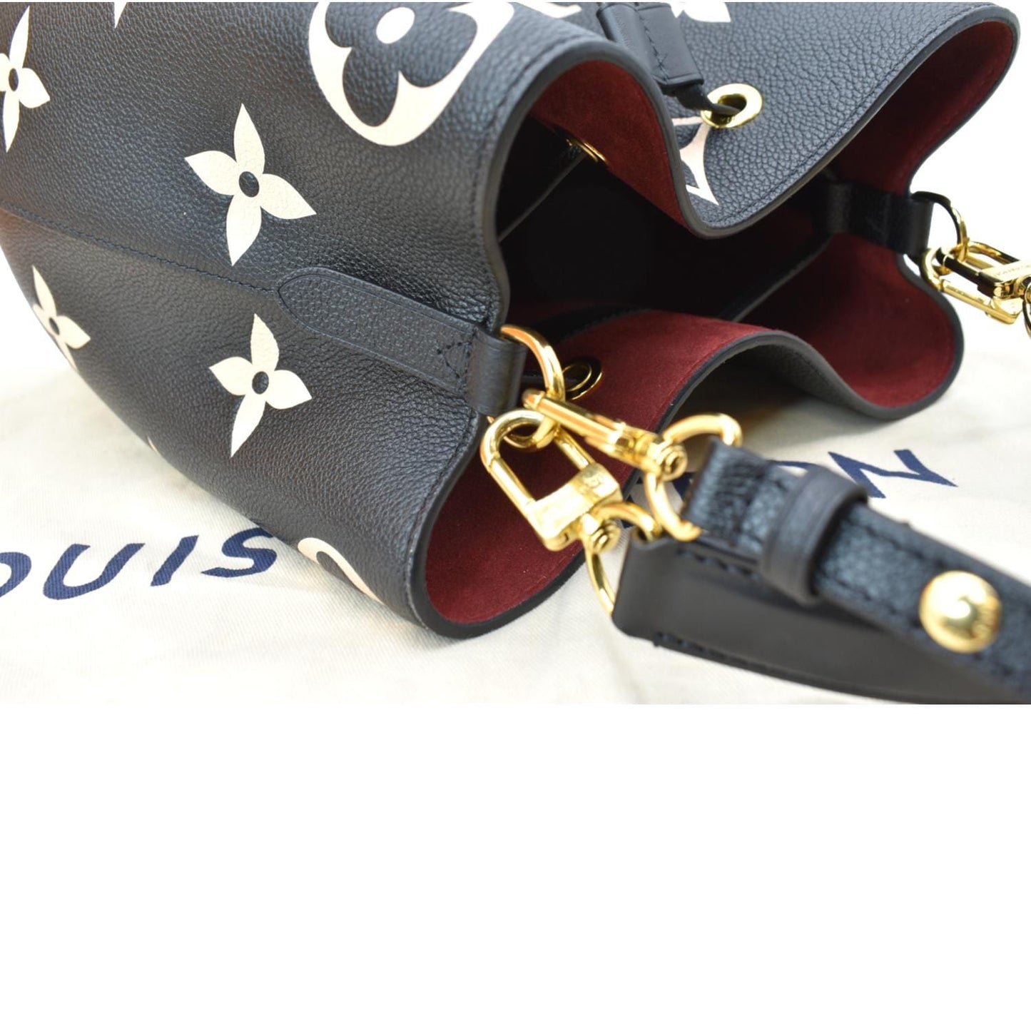 LOUIS VUITTON NeoNoe MM Bicolor Monogram Empreinte Shoulder Bag Black