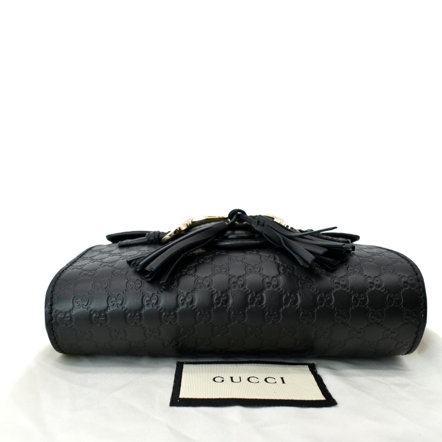 GUCCI Emily Mini Micro GG Leather Shoulder Bag Black 449636