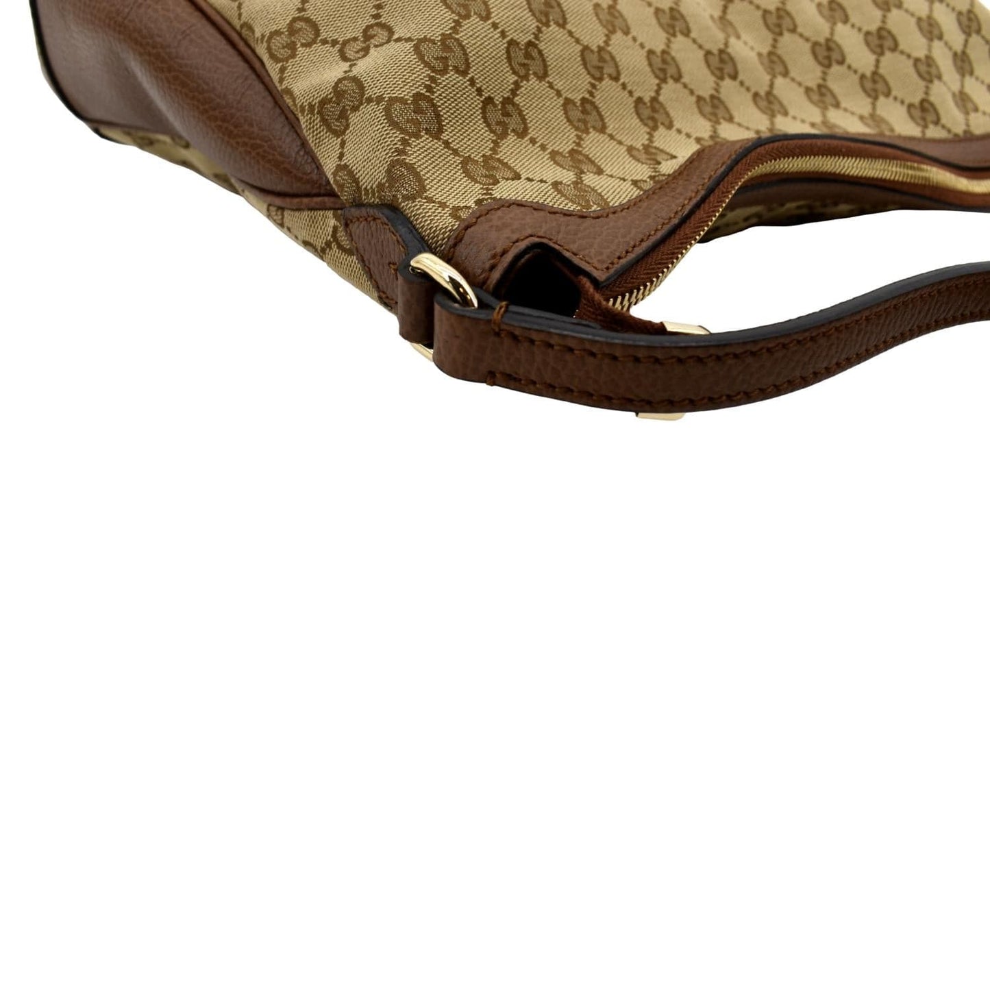 GUCCI Large Bree GG Canvas Hobo Bag Brown 449244