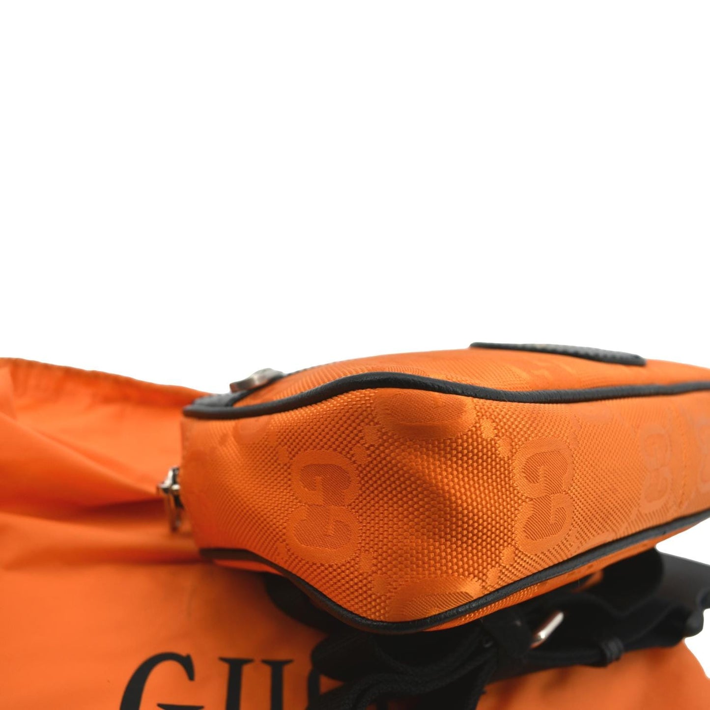GUCCI Of The Grid Nylon Leather Belt Bag Orange 631341