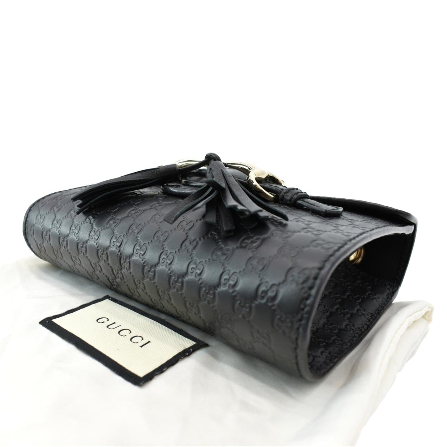 GUCCI Emily Mini Micro GG Leather Shoulder Bag Black 449636
