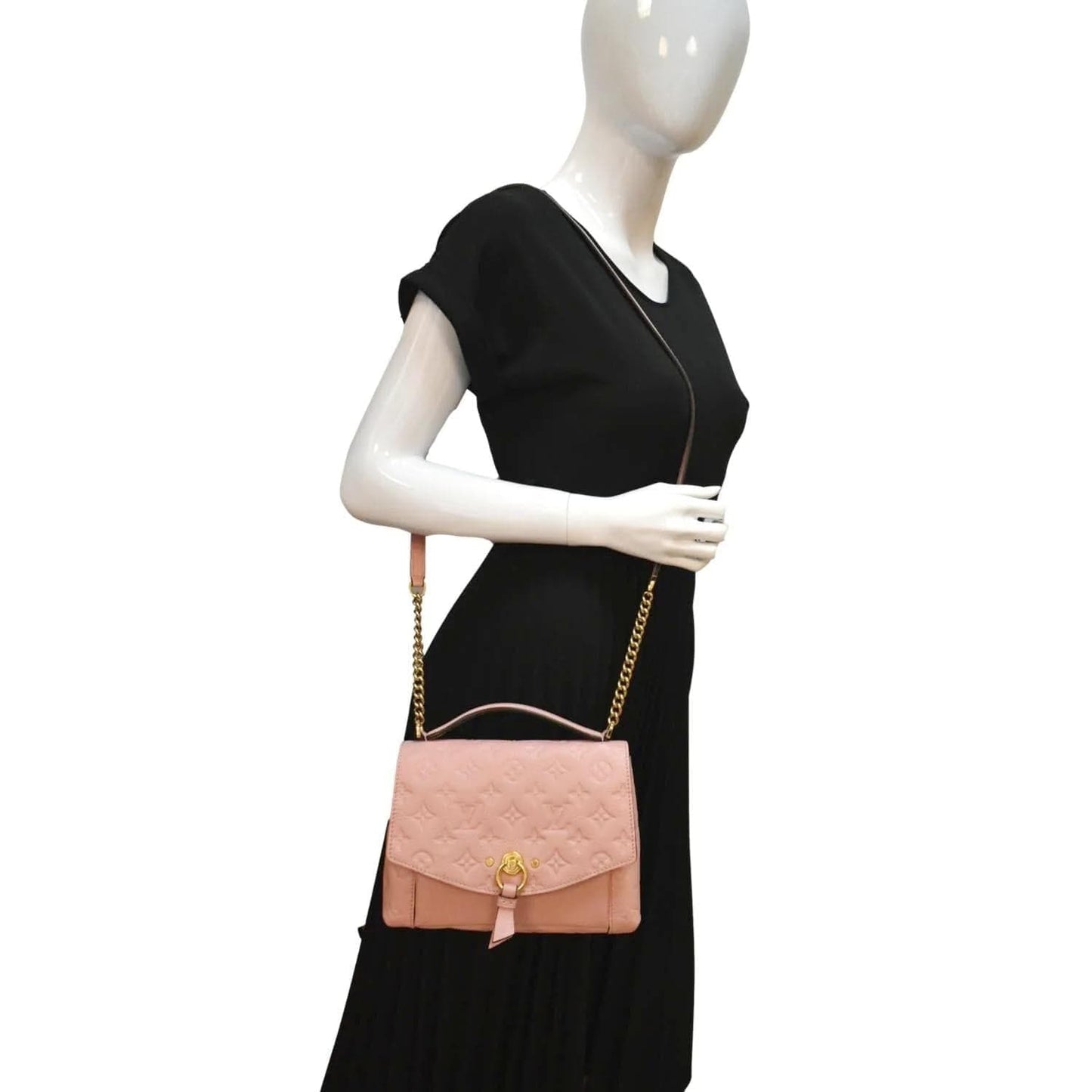 LOUIS VUITTON Blanche BB Empreinte Leather Shoulder Bag Rose Poudre