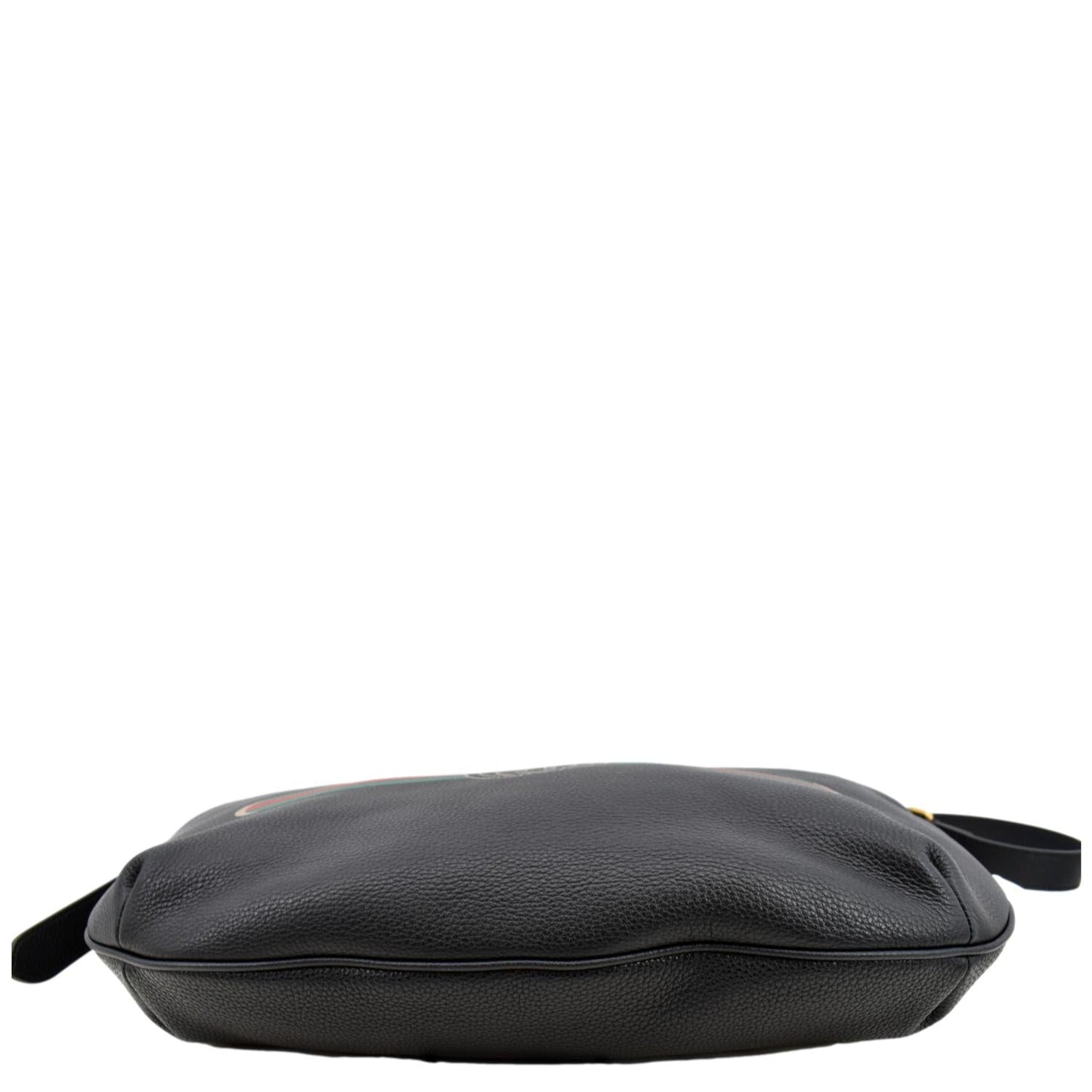 GUCCI Half Moon Logo Calfskin Leather Hobo Shoulder Bag Black 523588