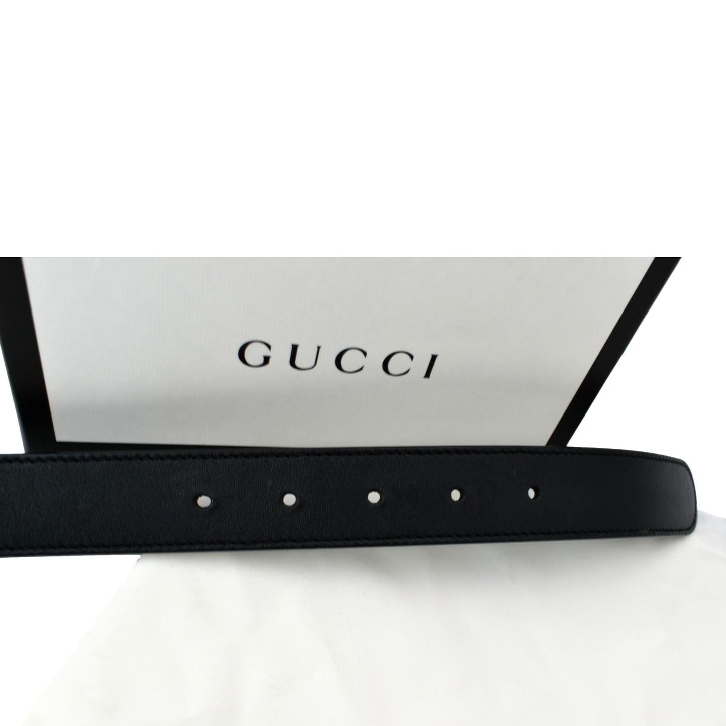 GUCCI Double G Buckle Leather Belt Black 414516